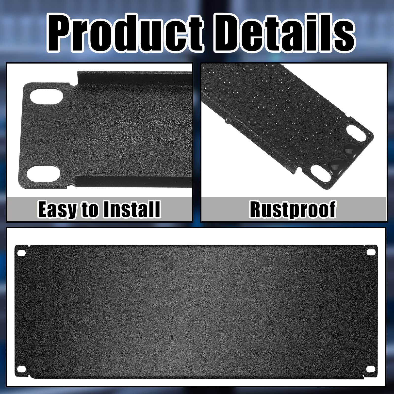 4 Pcs 4U Blank Rack Mount Panel Spacer Metal Blank Panel Black Server Rack Ac...