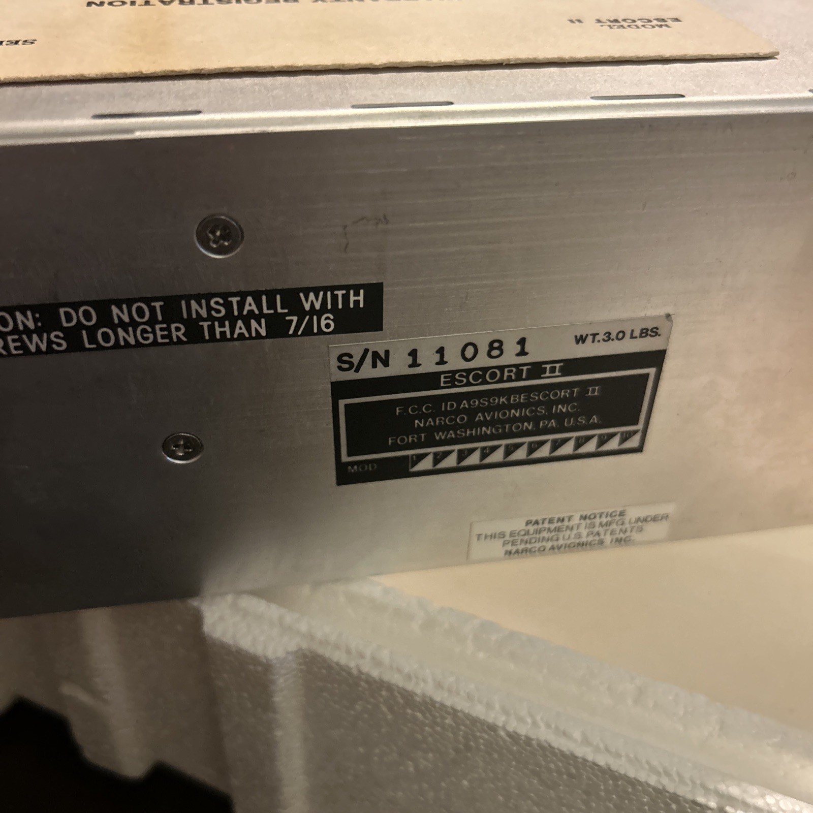 Narco Escort II VOR / LOC Indicator NAV/COMM NOS