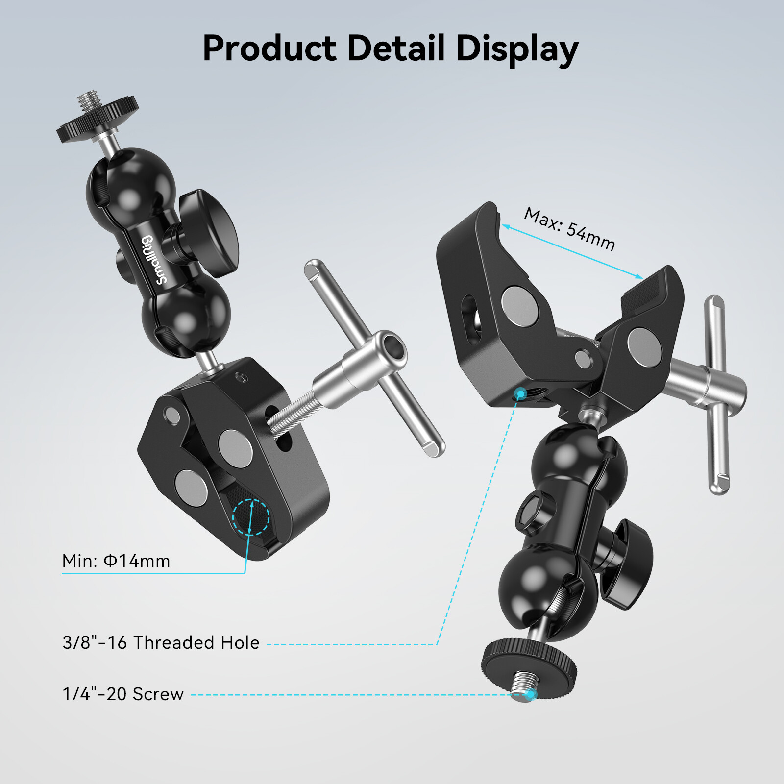 SmallRig Cool Ballhead Arm Super Camera Clamp Mount Double Ball Adapter 1138