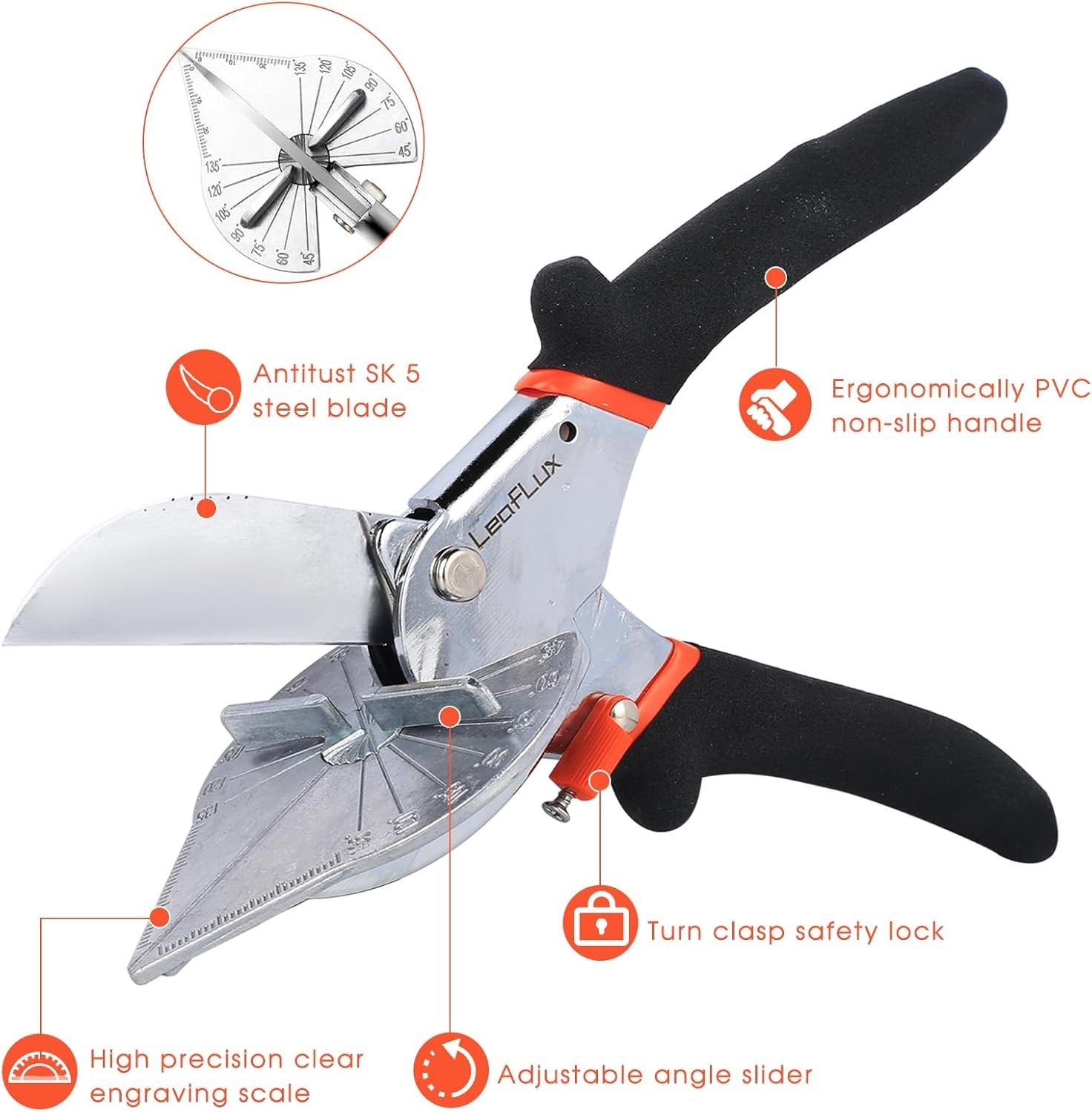Miter Shears for Angular Cutting - Adjustable 45°-135° -Trim, Corner Joints, etc