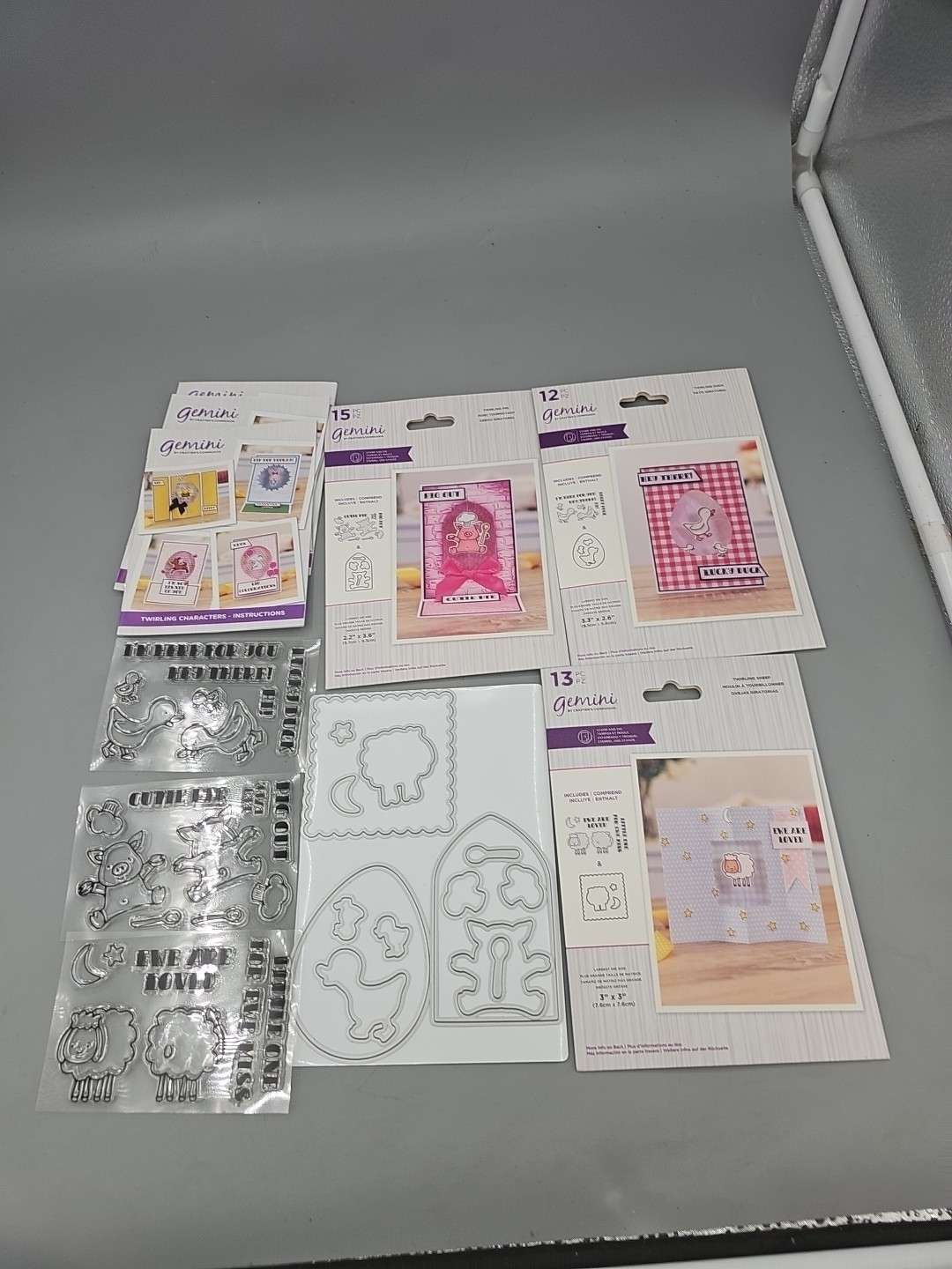 Lot of 3 Twirling Stamp & Die Pig Duck Sheep by Crafter's Companion  Open Box