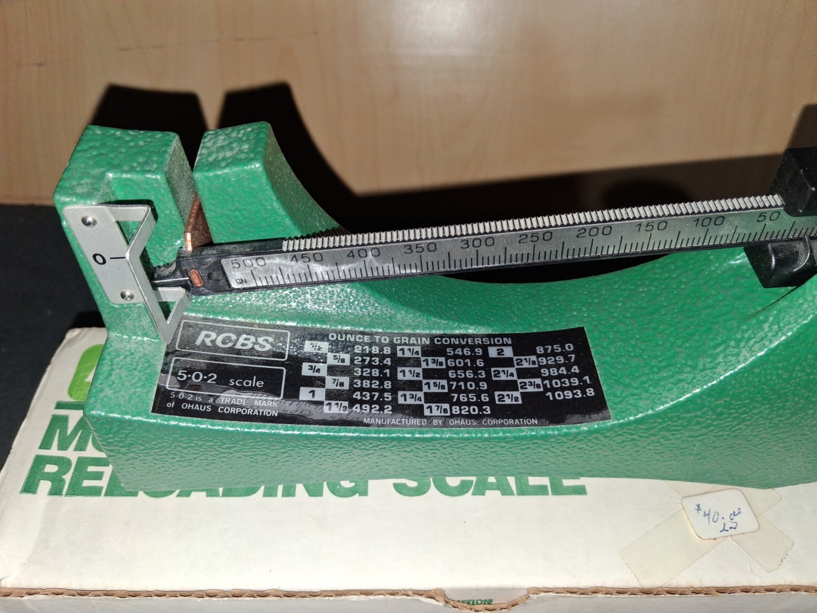 RCBS 5-0-2 Powder Scale Analog Display 500 Grain Capacity Metal Green