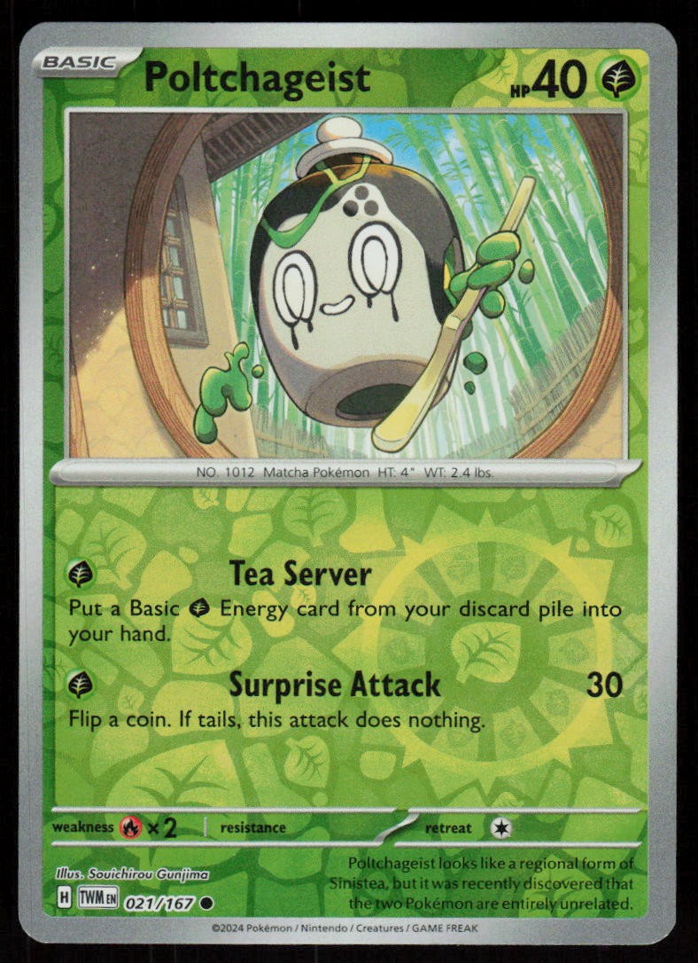 Poltchageist 021/167 Common Twilight Masquerade Pokemon Reverse Holo Near Mint