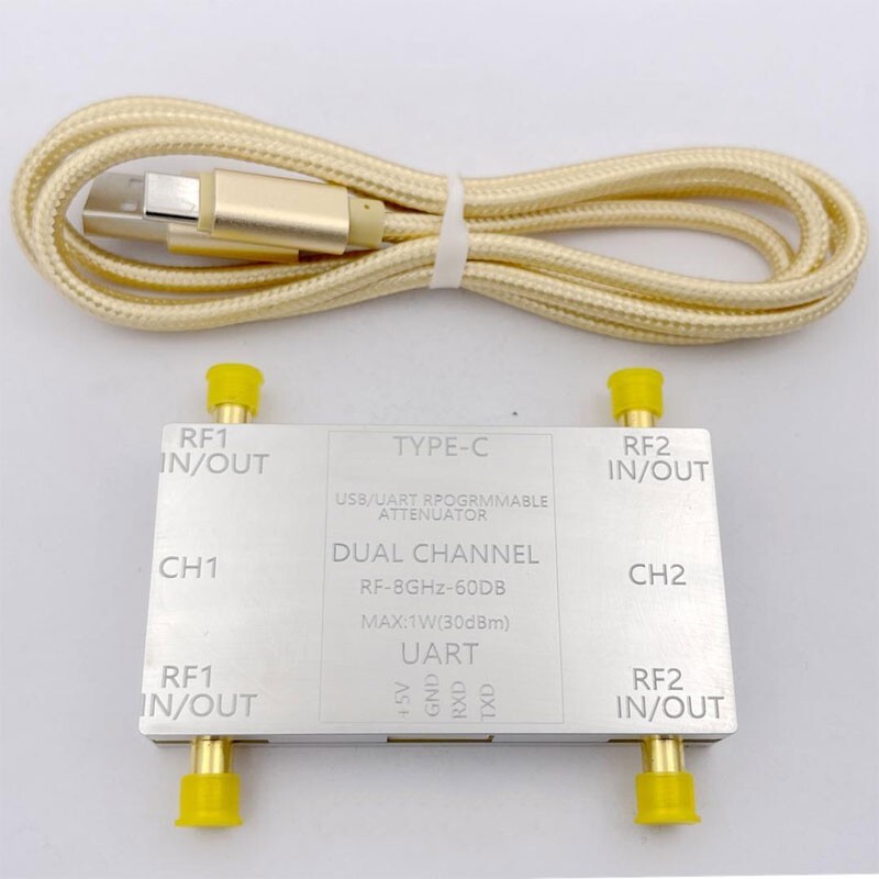 LF-8GHz Dual-CH RF Attenuator Module with SMA Female Connector +  Type-C Cable