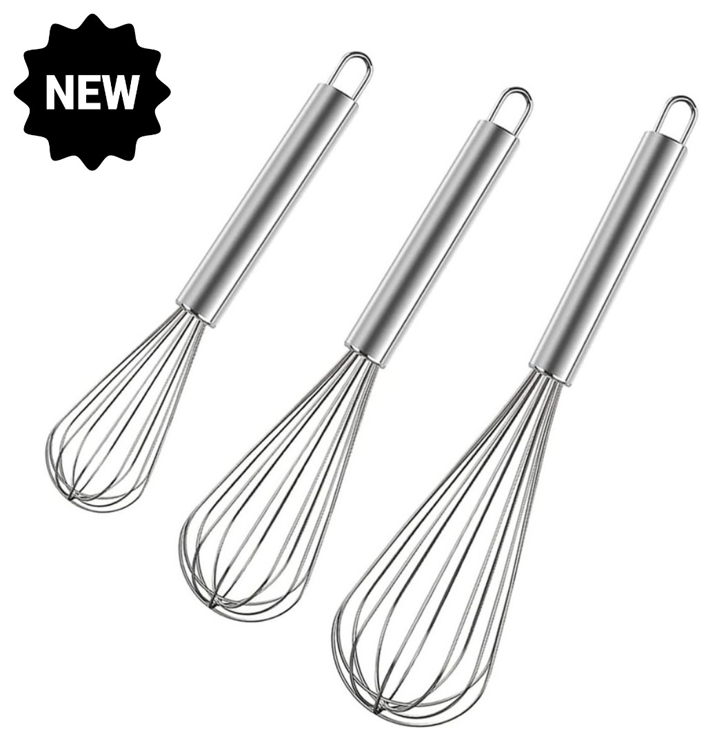 3 Pcs Stainless Steel Whisk Kitchen Utensil Wisk For Blending and Stirring New