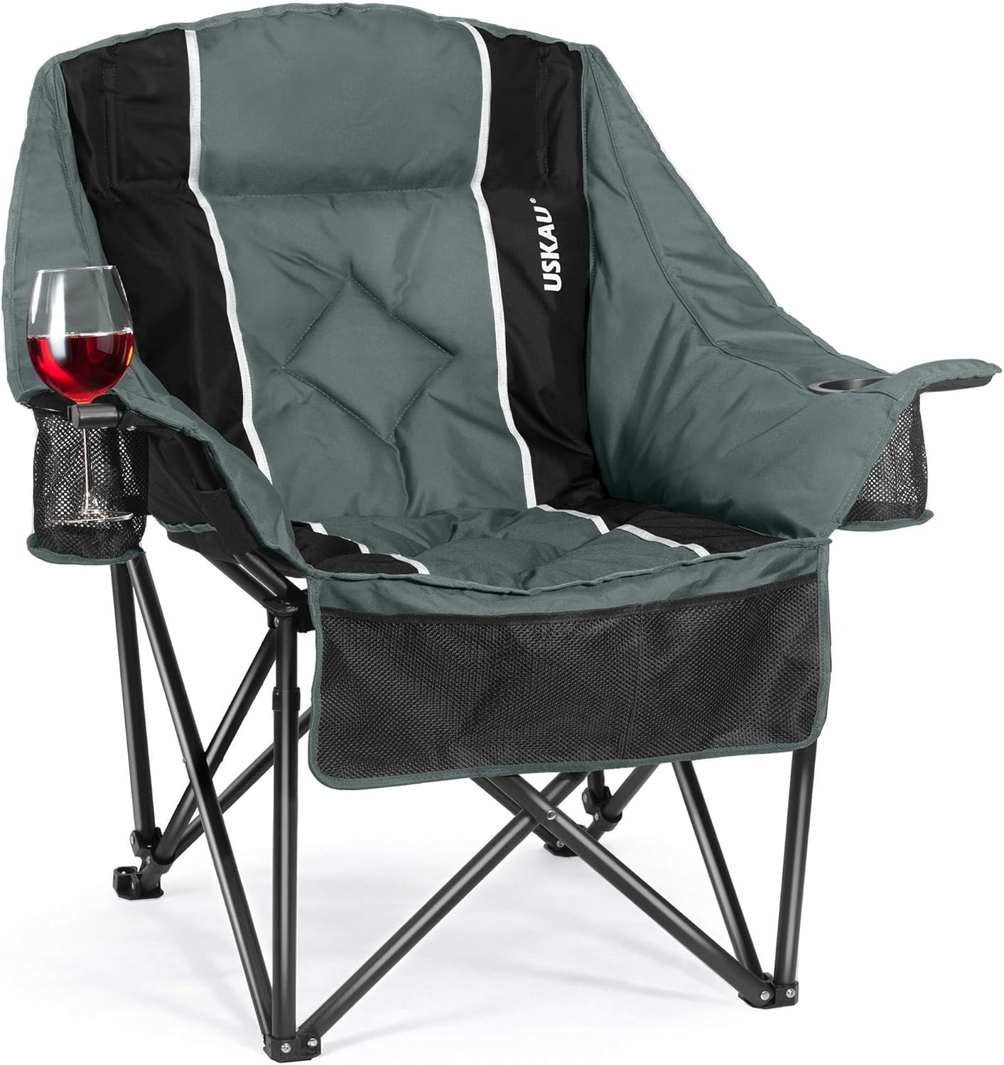 Oversized Camping Chair for Adults - Heavy Duty 400 Lbs Padded Folding Chair wit