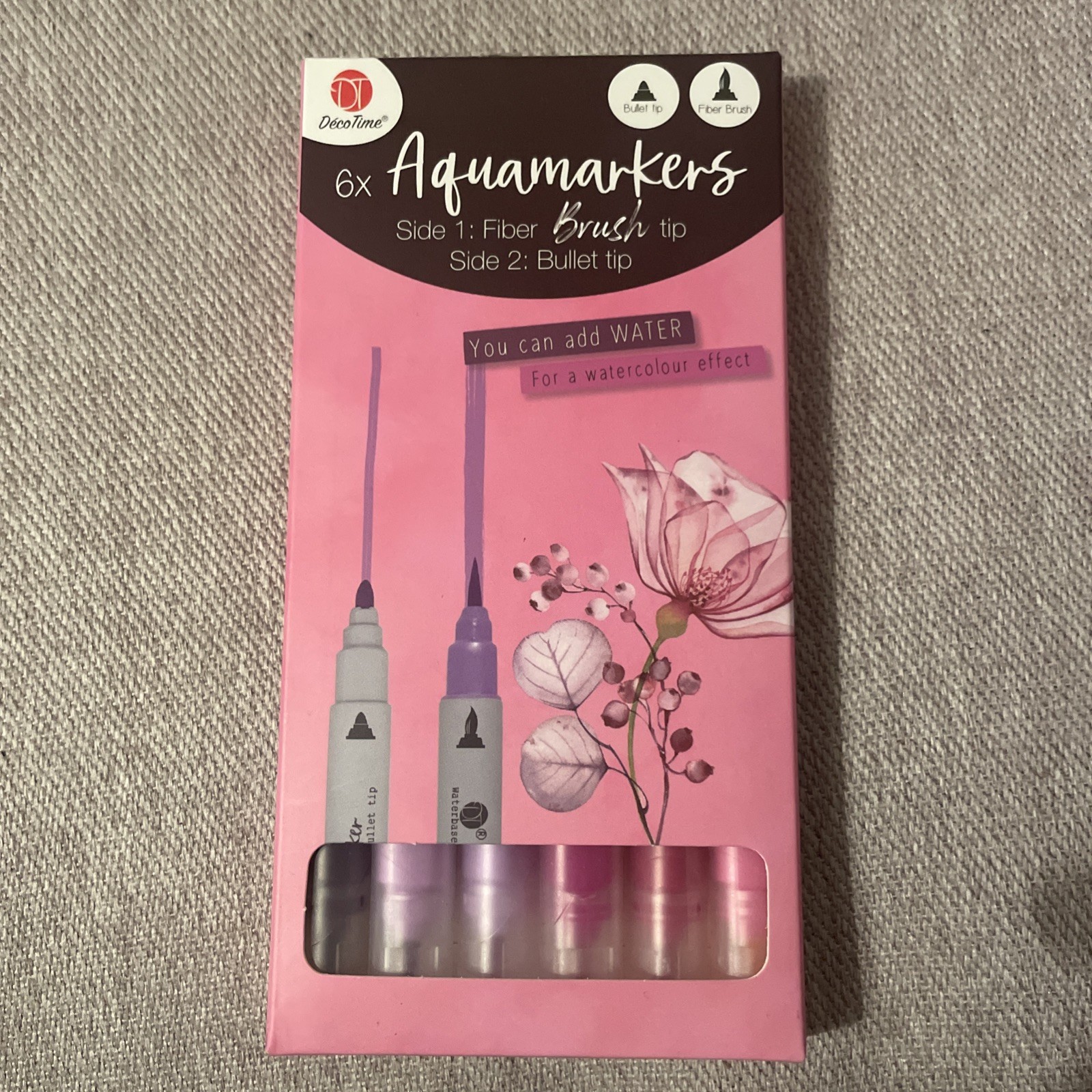 Decotime 6 Pce Twinmarkers & Aquamarkers - Twin Tip - Pink