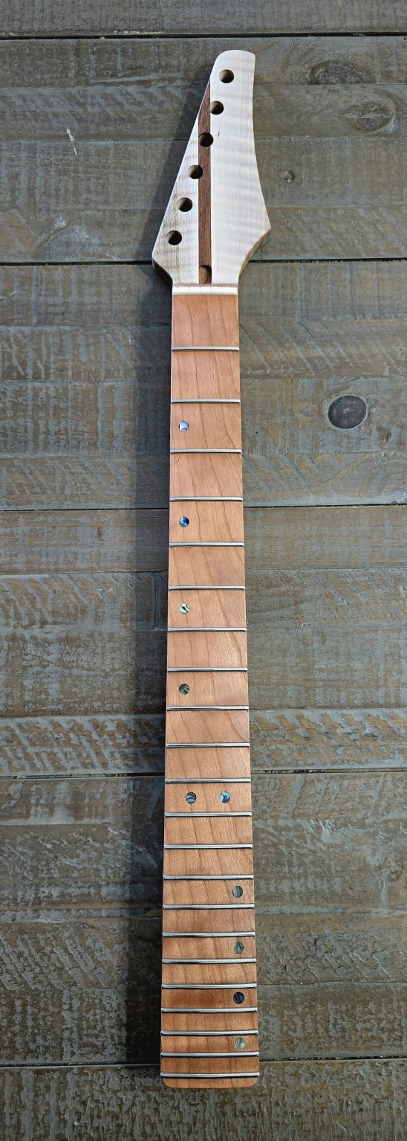Guitar Neck, Cherry on Flame Maple and Sapele
