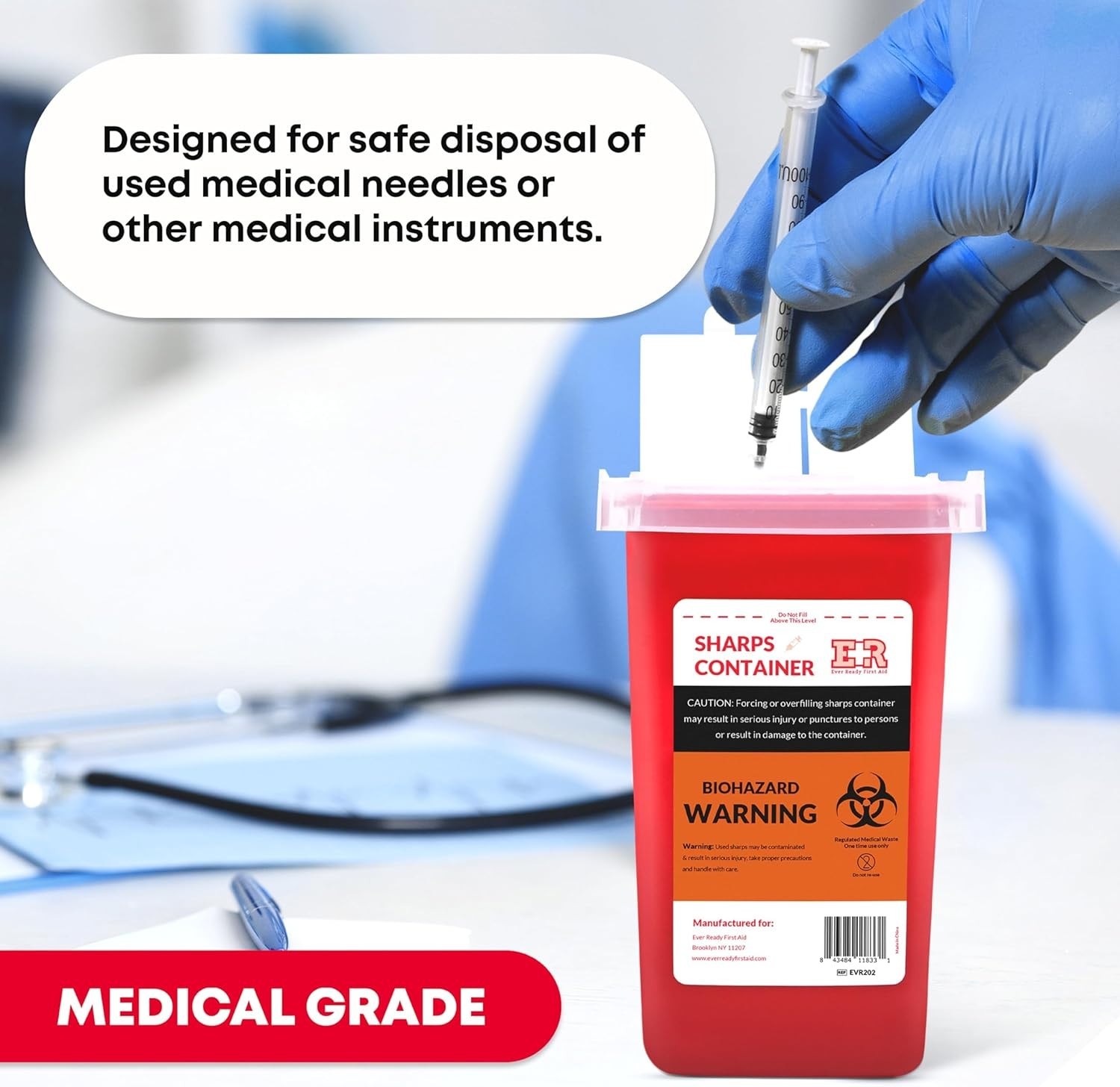 Sharps Container with Split Lid Design and Locking Mechanism for Sharp Waste ...