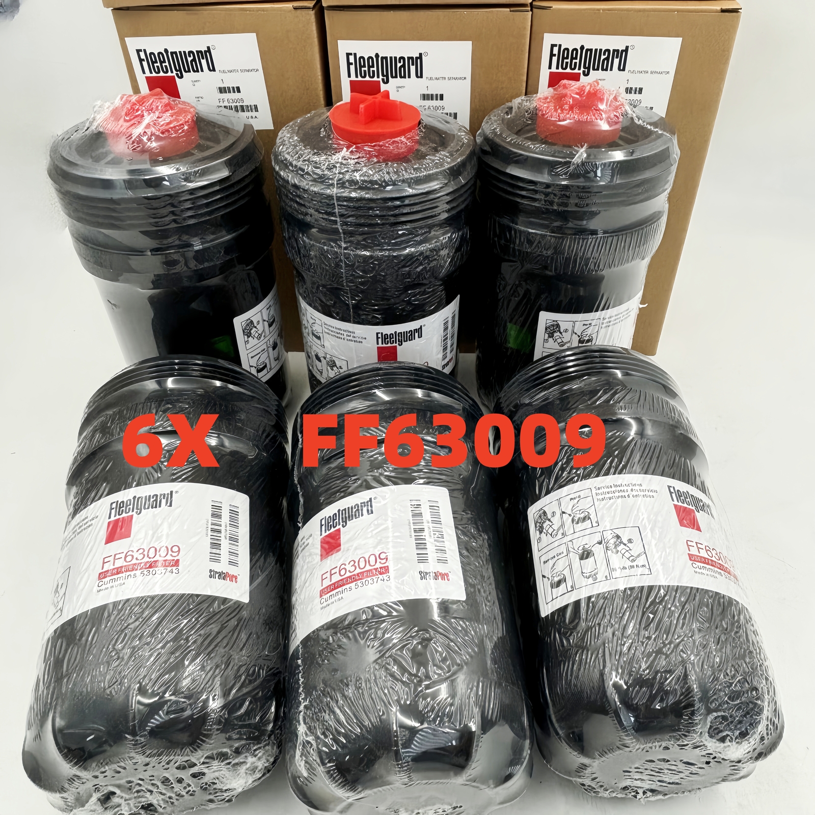 6X NEW Fuel Filter FF63009 Replaces Engine Part 5303743 FF63054NN Free shipping
