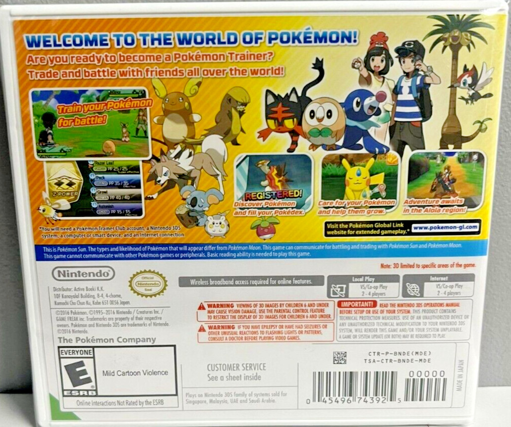 Pokémon Sun Nintendo 3DS New Sealed Official (Multiplayer, 2016)