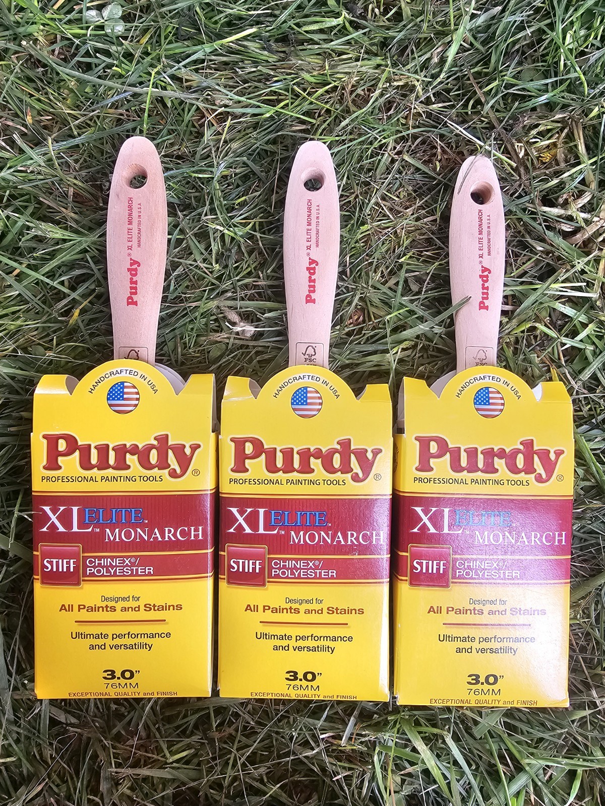 Three Inch 3" Purdy Xl Monarch Elite Paint Brush Set of 3 - Chinex Polyester