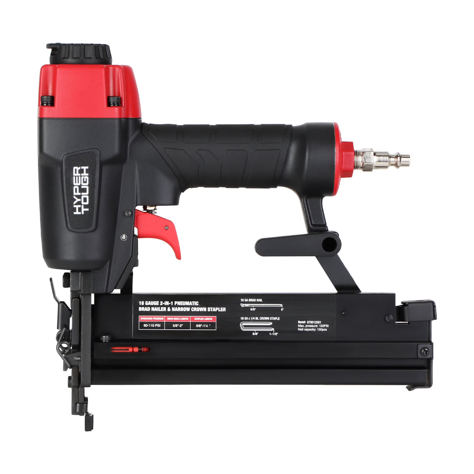 Hyper Tough 2-in-1 Pneumatic 18 Gauge Brad Nailer / Narrow Crown Stapler