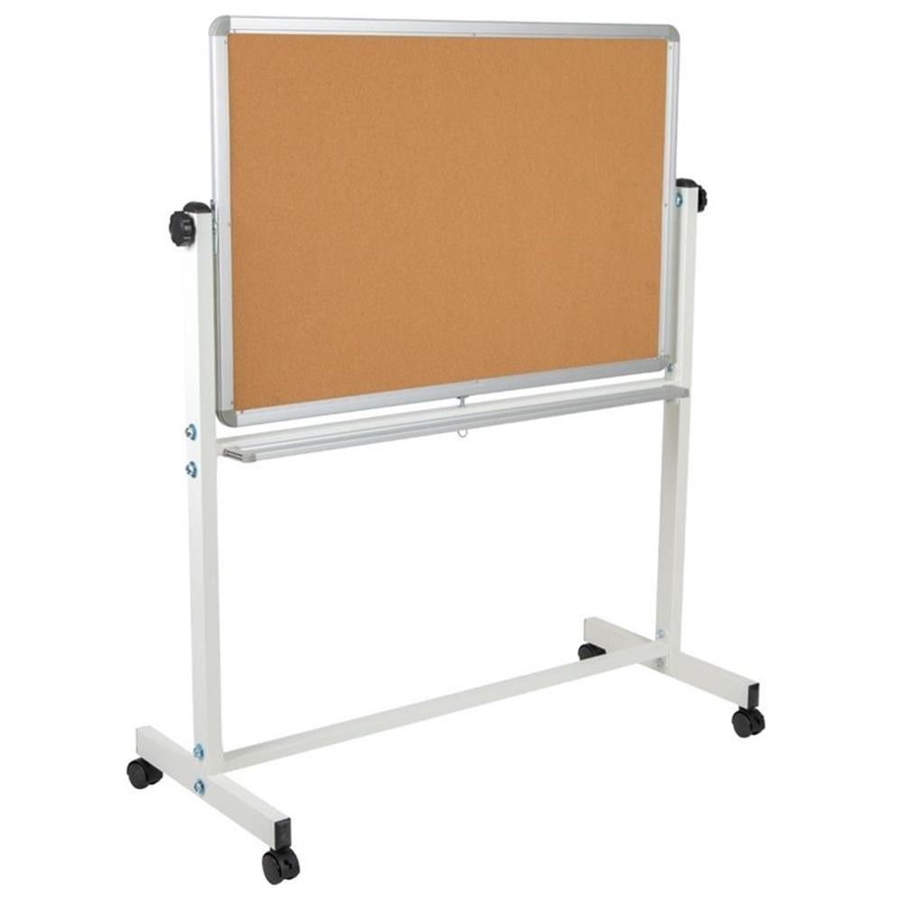 Pemberly Row 55" x 45" Reversible Cork Whiteboard in Natural White
