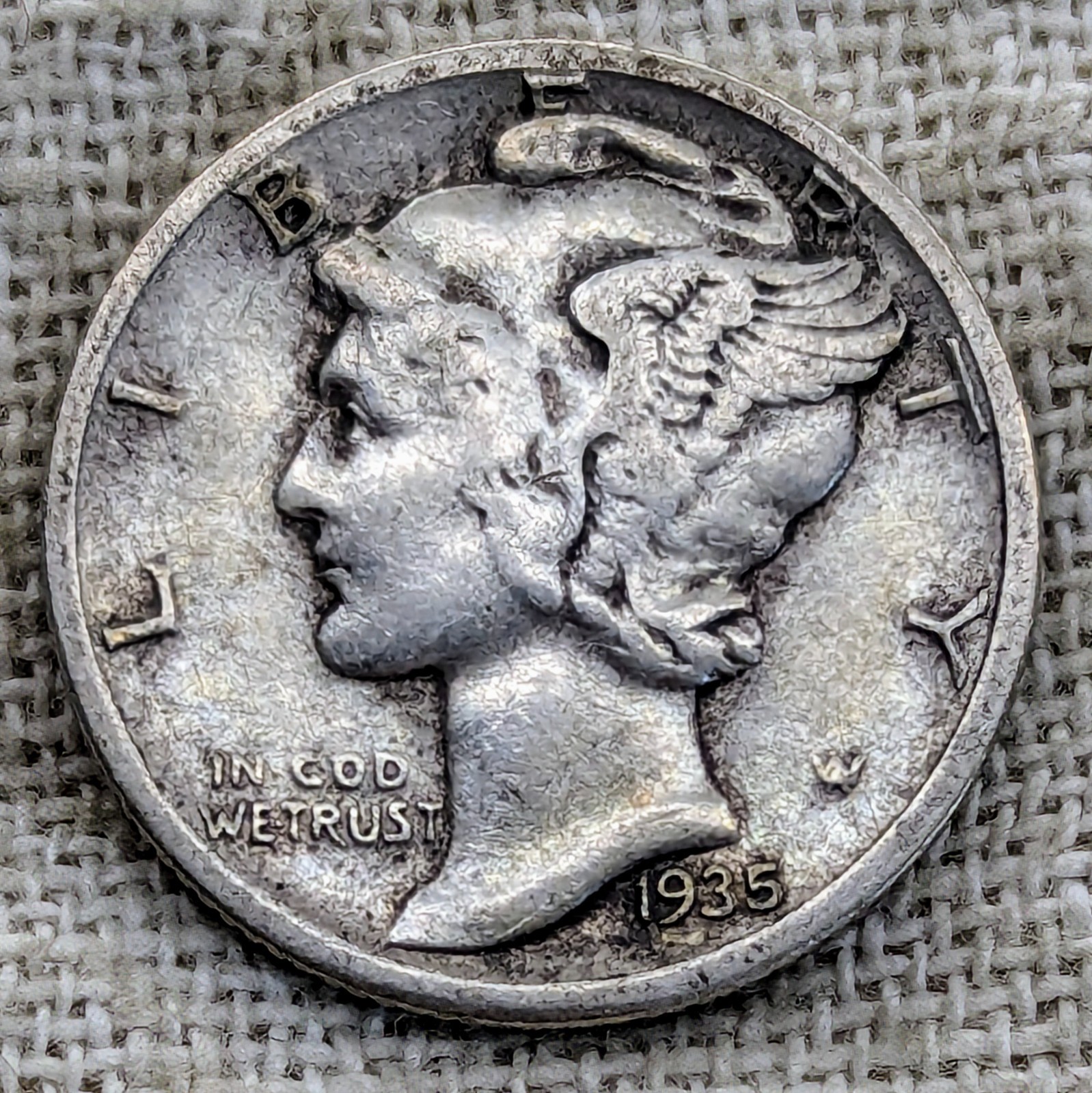 1935 D Mercury Dime VF/XF : Lower Mintage (10K Left) - .9 Fine Silver Coin