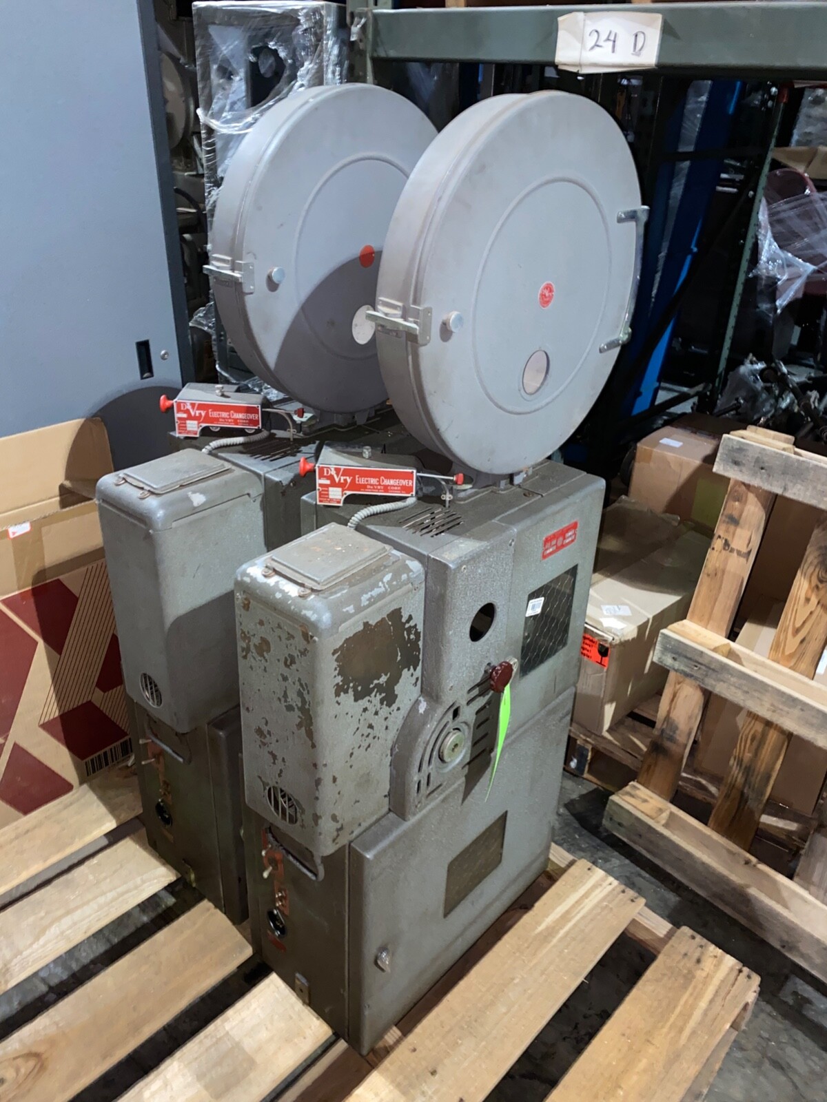 A Pair of De Vry XD 35mm Optical Sound Portable Movie Projectors for restoration