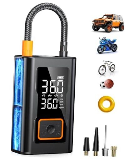 Tire Inflator Portable Air Compressor,150 PSI Bike Tire Pump - Compact Air