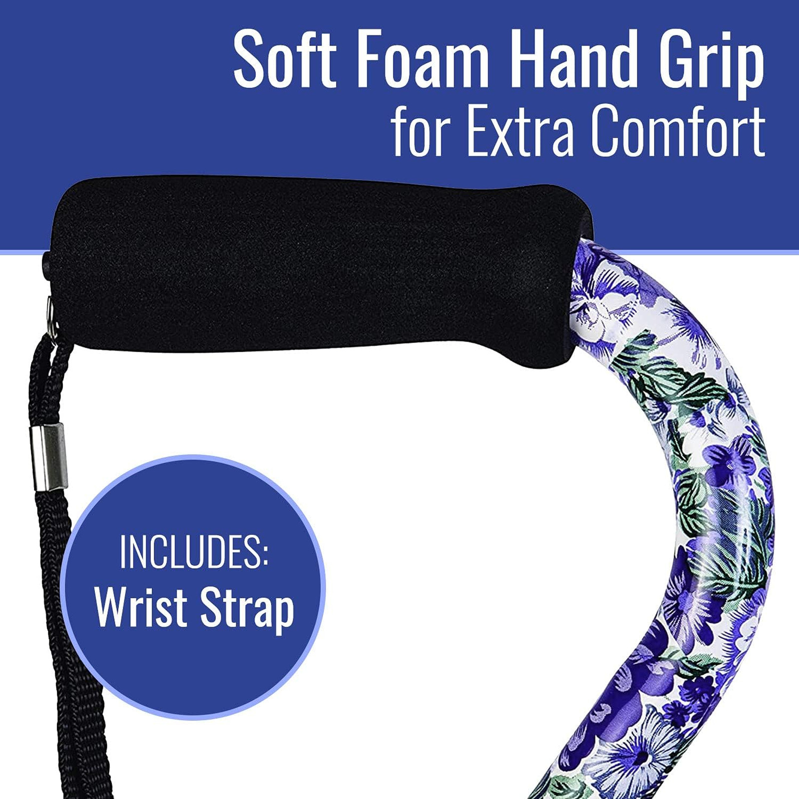 Adjustable Cane with Offset Handle Aluminum Support 250 Pounds Lightweight