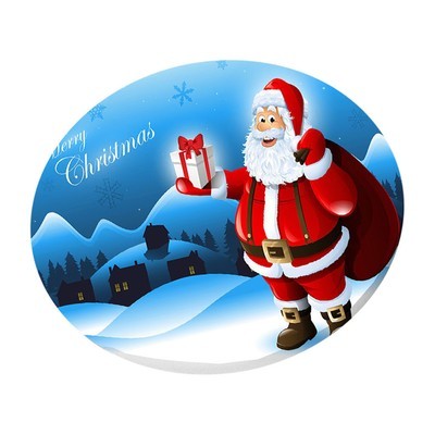 Christmas  Elastic Table Cover, Fits  to 47'' Diameter, Santa Pattern