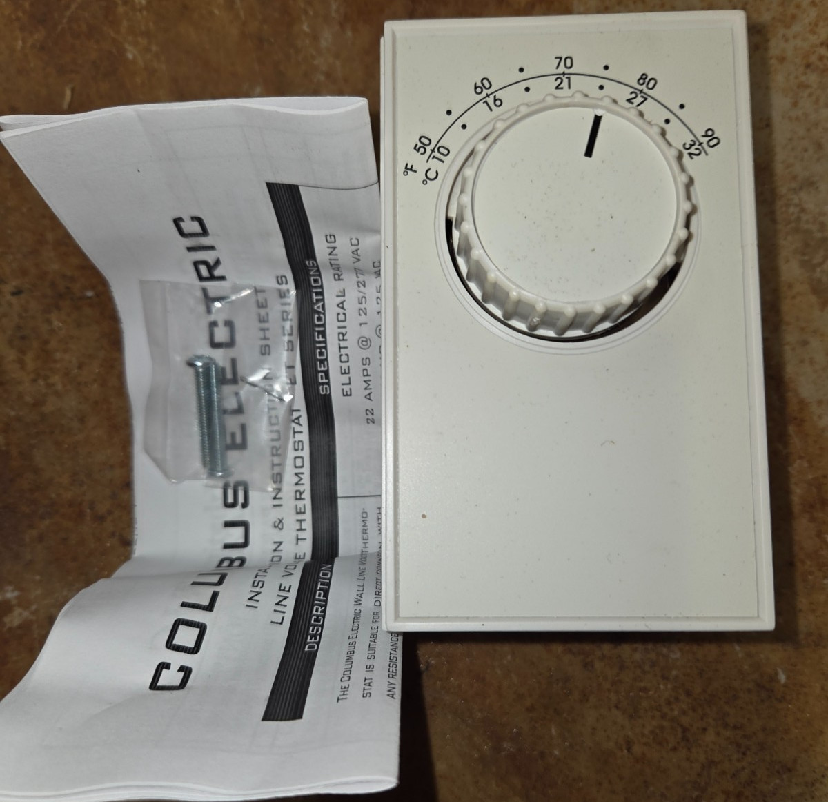 Columbus Electric ETD5SS Mechanical Thermostat