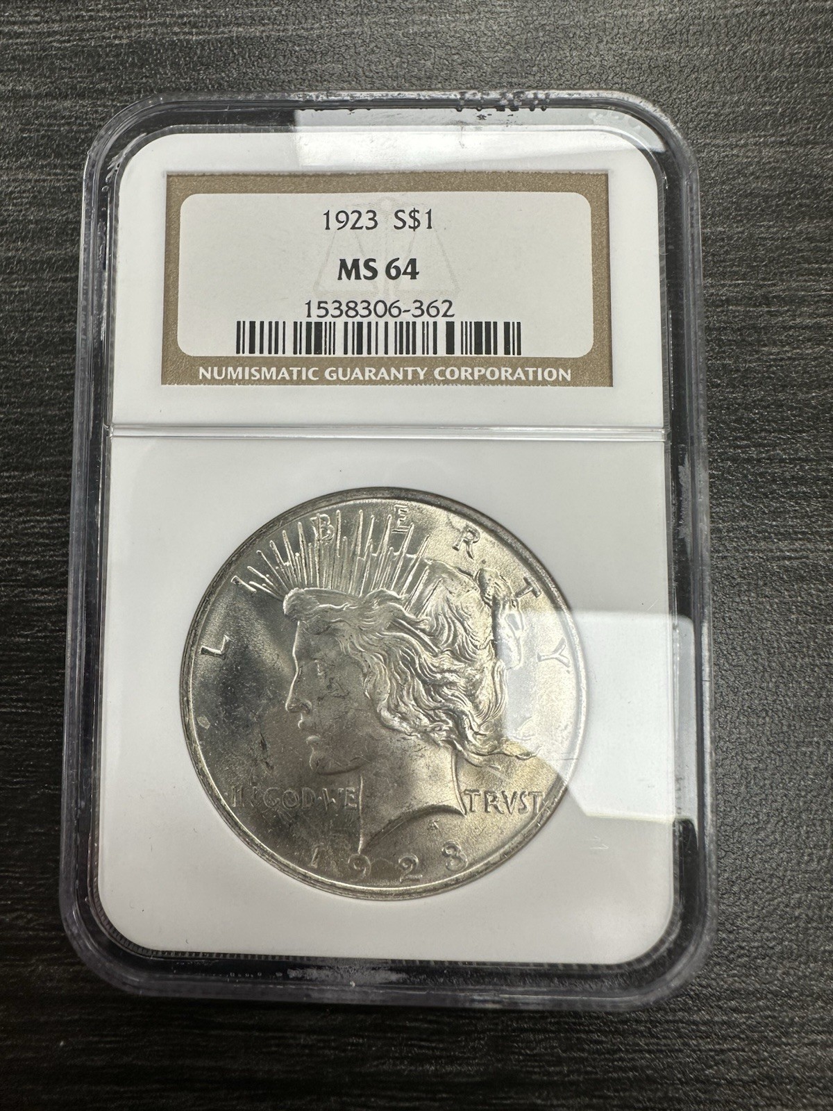 1923 NGC MS 64 Peace Silver Dollar United States of America $1 Coin -C26