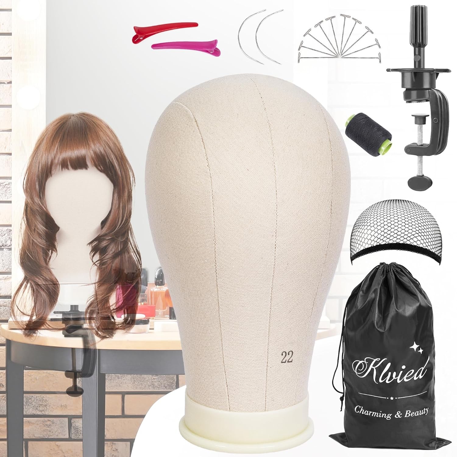 22 Inch Wig Holder Stand Manikin Mannequin Display Block Head With Carrying Bag