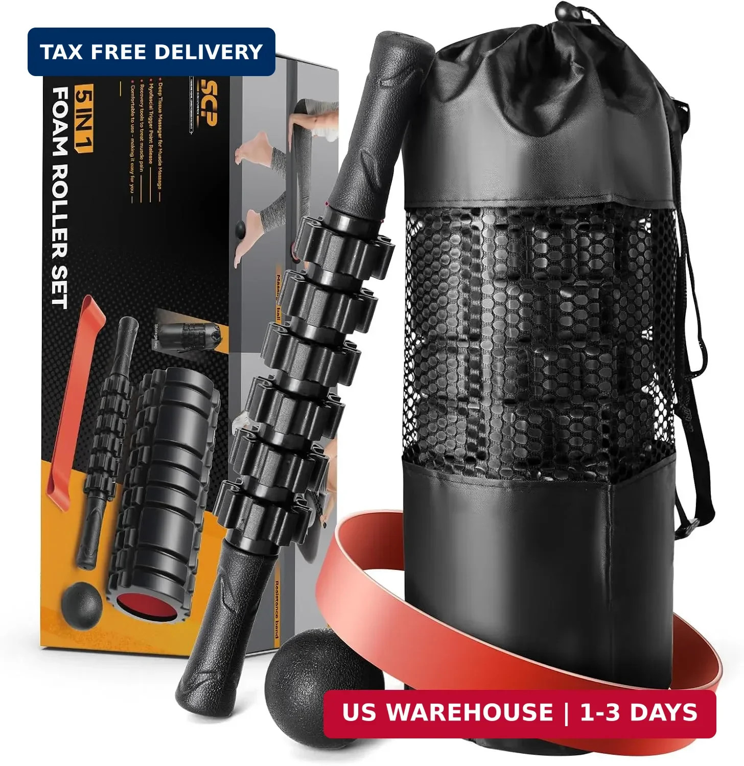 5 in1 Foam Roller Set, Trigger Point Foam Roller Deep Tissue | Massage Roller St