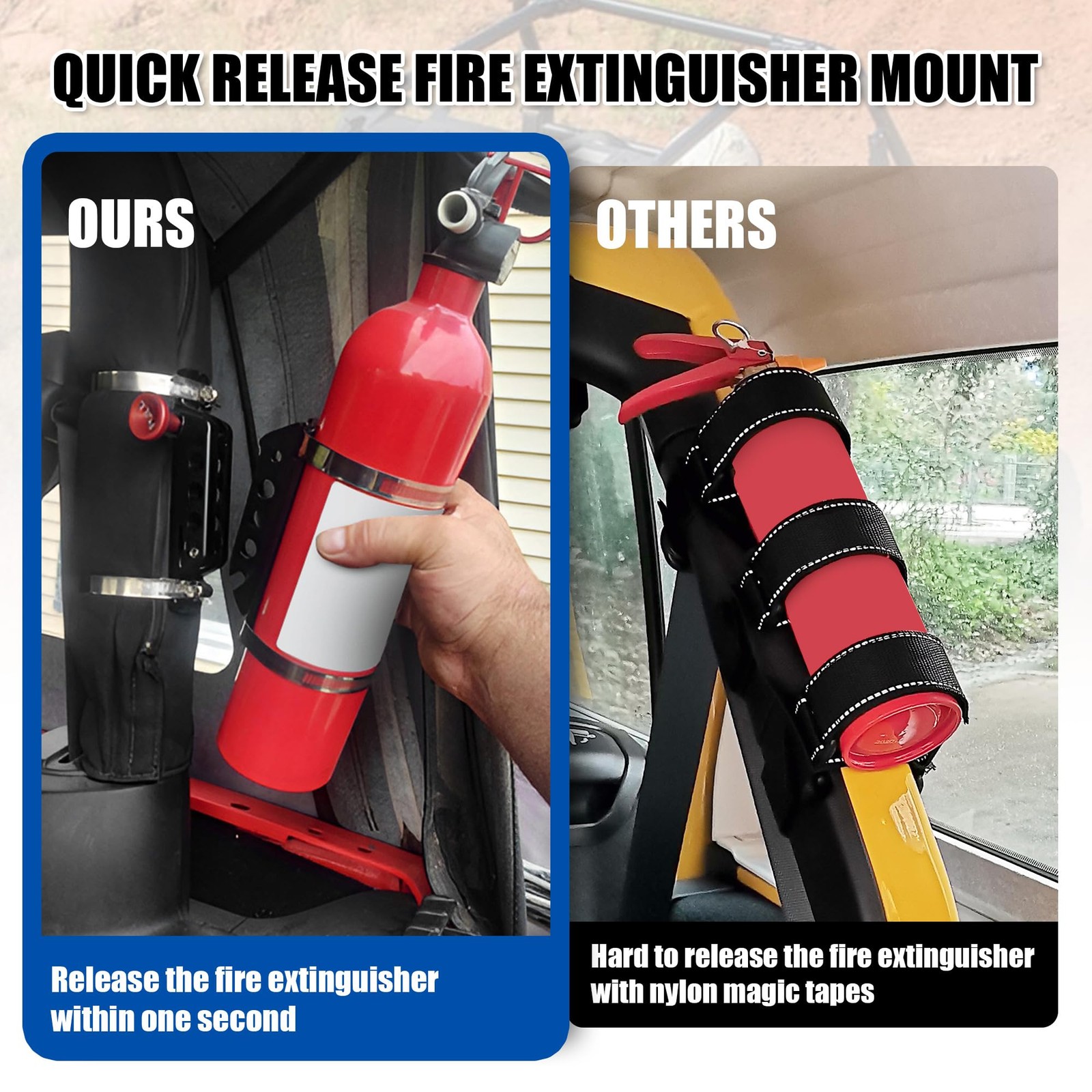 Aluminum Fire Extinguisher Mount Bracket Kit Adjustable Quick Release Roll Ba...