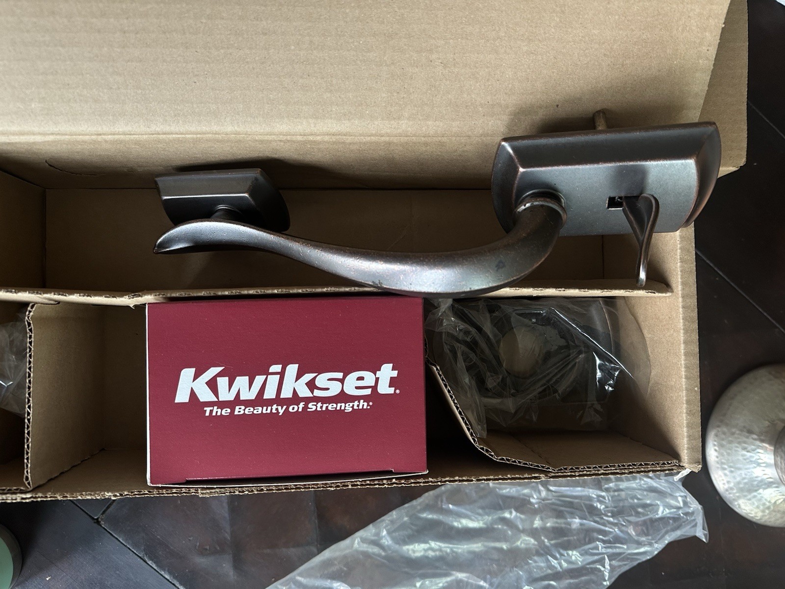 Kwikset 802AVH-LIP Avalon Dummy Handleset Rustic Bronze