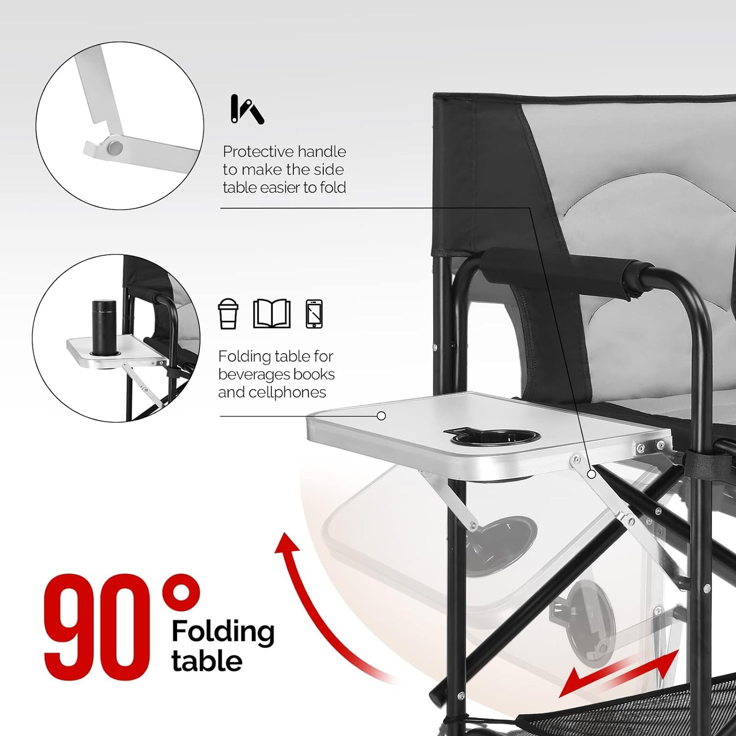 22in Directors Camping Chair Folding Chair Aluminum Frame with Portable Bag