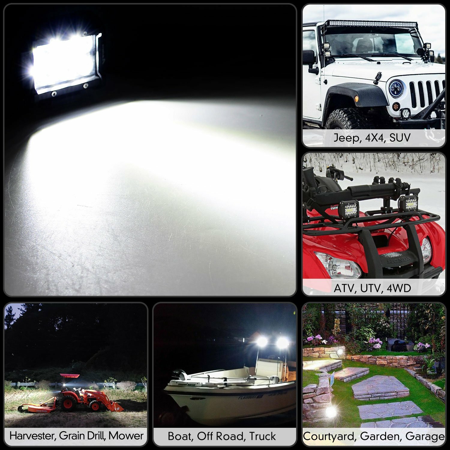 Tow Hitch Mount Bracket 4'' LED Work Light Pods Off Road Driving Backup Reverse