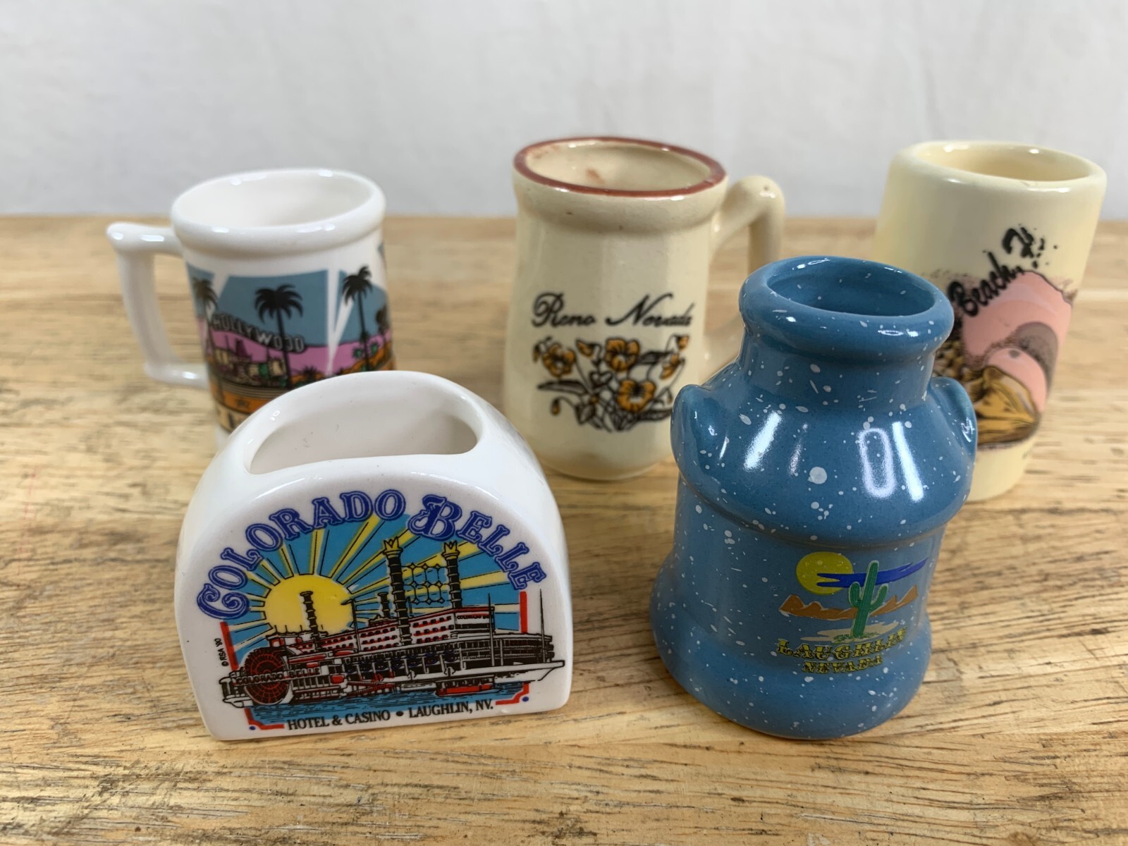 Vtg Souvenir Toothpick Holder Lot of 5 Reno Laughlin Nevada Pensacola Hollywood