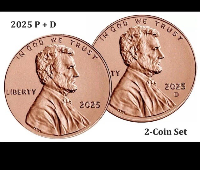 2025,24,23,22,21 P&D Lincoln Shield Cent Uncirc US Mint 2 Coin Sets! 5 Years.