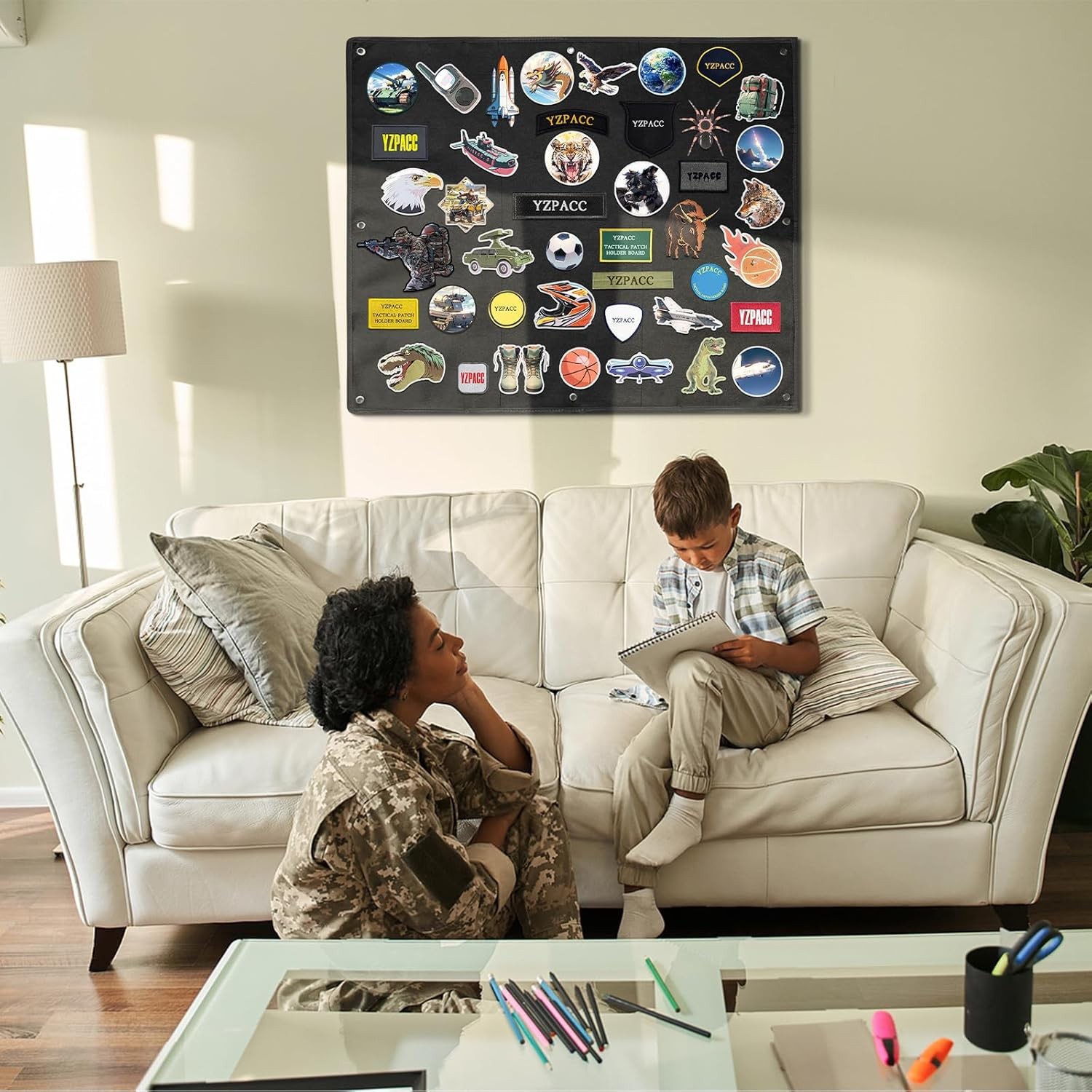 Tactical Patch Display Board,Hook & Loop Foldable Black(33X27.5In)