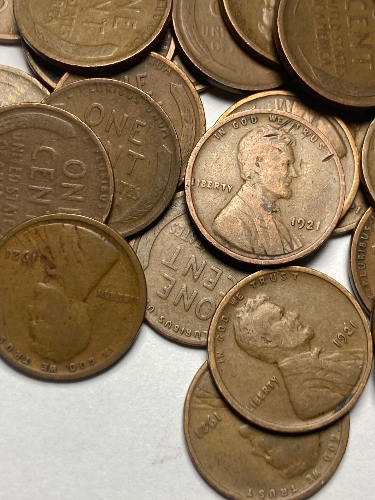 1921 (P) LINCOLN WHEAT CENT ROLL, 50 nice coins