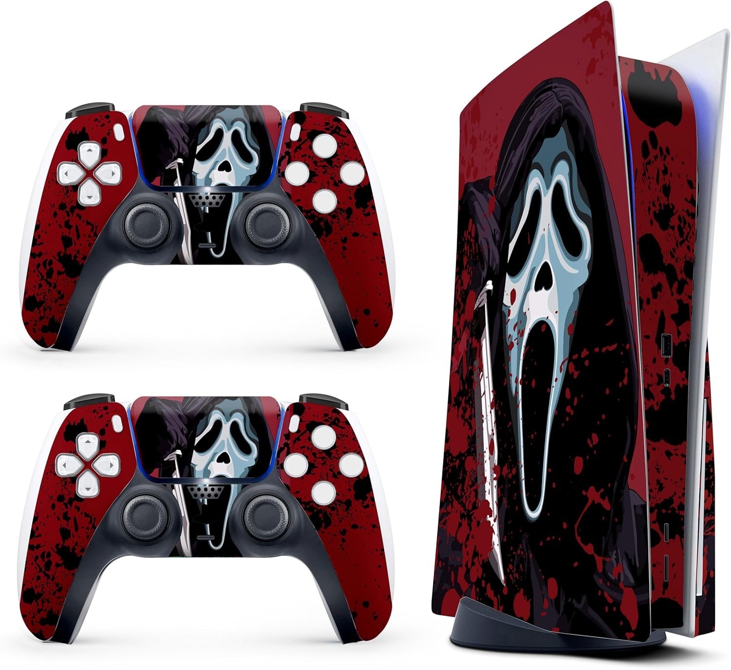 Horror-Themed PS5 Skin Cover with 2 Controller Skins – Waterproof & Removable
