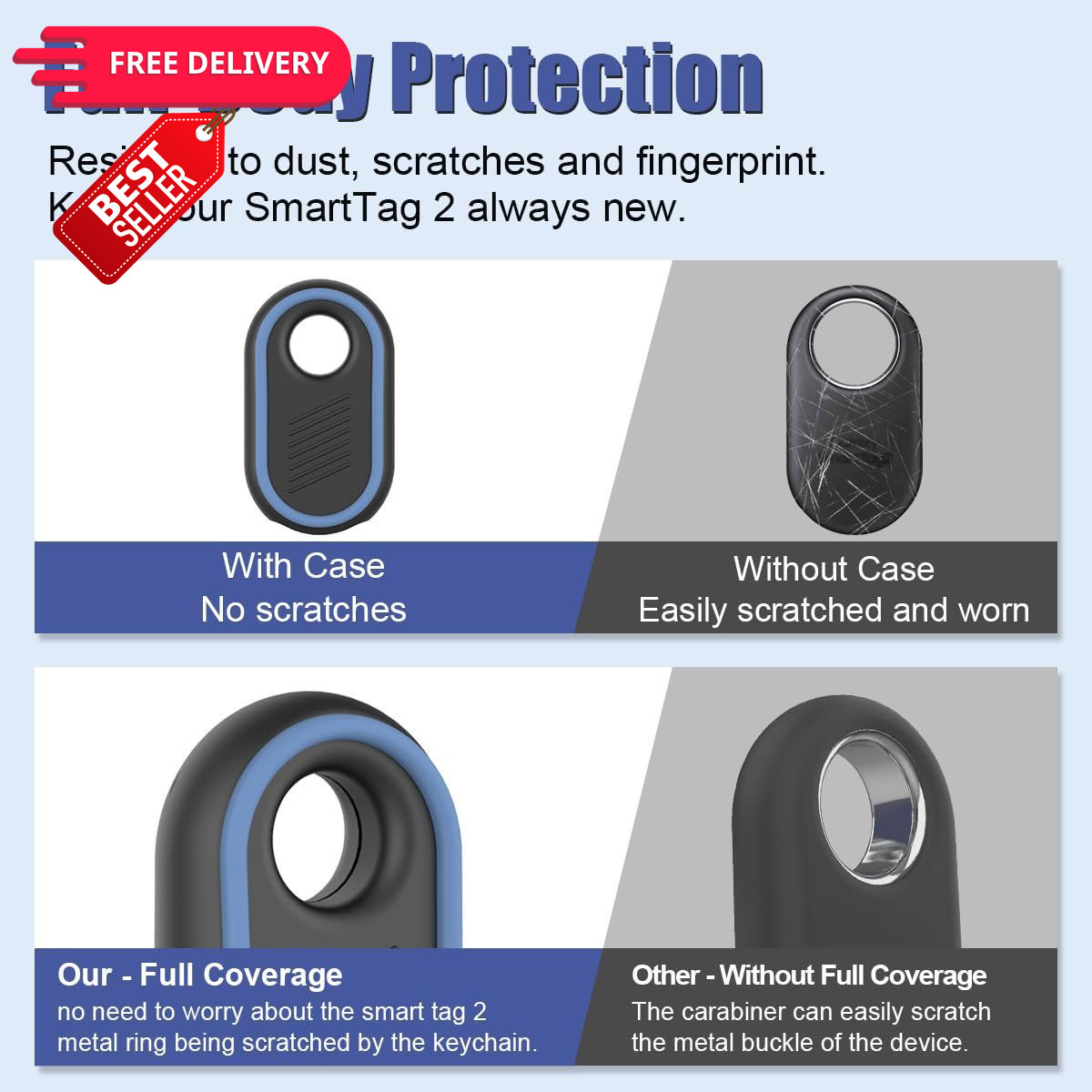 2 Pack Compatible for Samsung Galaxy SmartTag2 Case, 2 (Black & Blue)