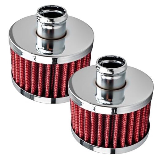 2Pcs Car Air Filter, Universal 23mm Air Intake Filter for Vehicles with Red