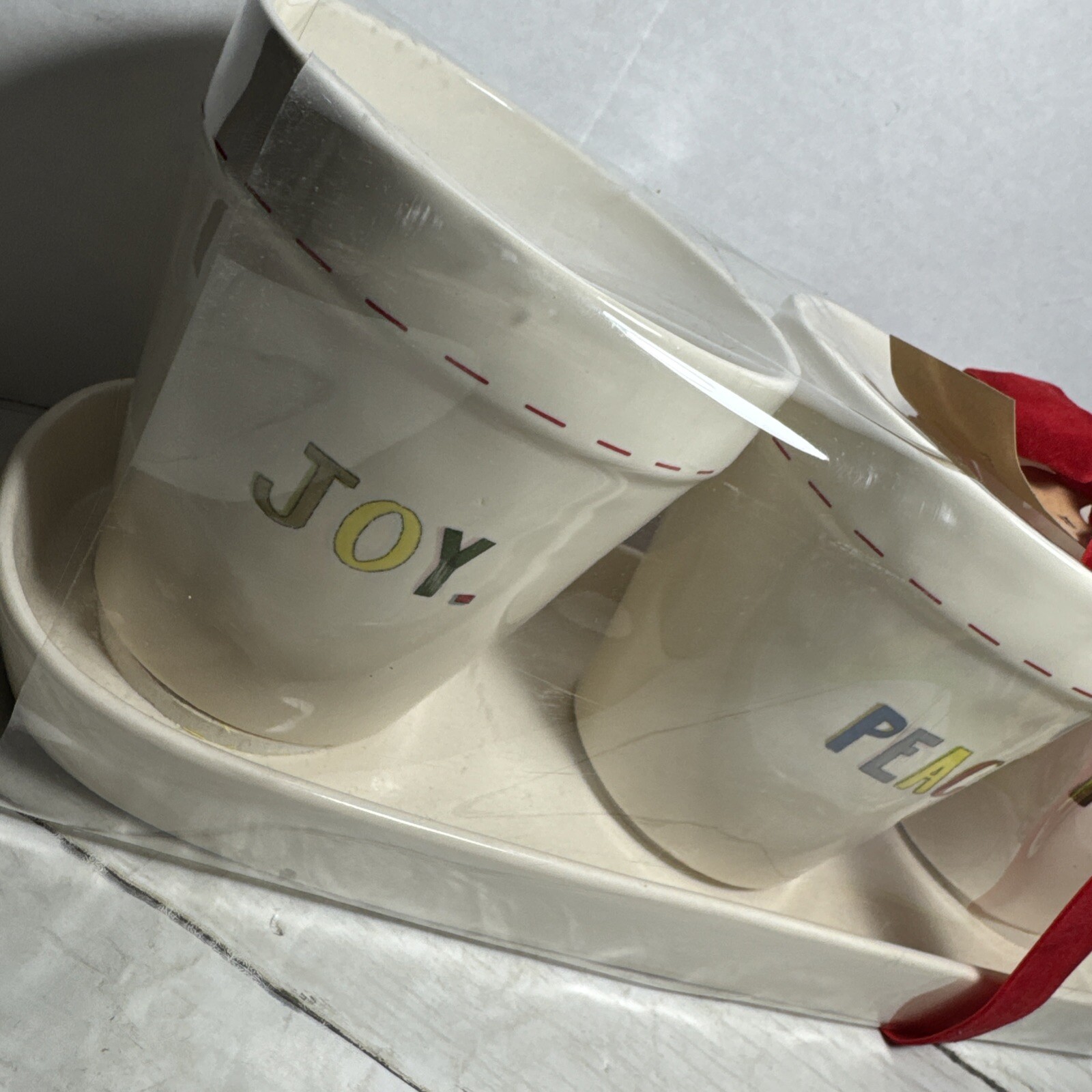 Rae Dunn Joy Peace & Merry Planter Set