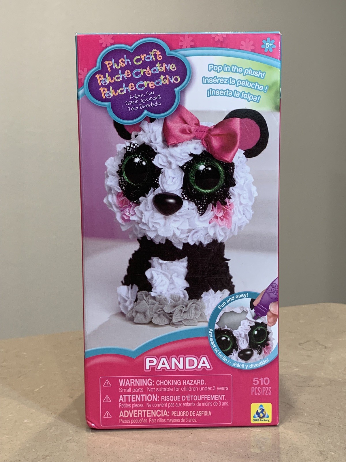Orb Factory Plush Craft 3D PANDA 510 pcs Pop In The Plush Kid Craft Kit Age 5+