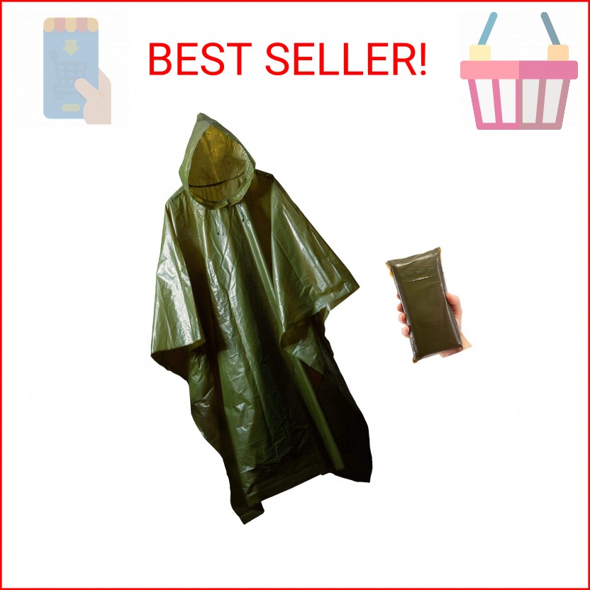 Survival General Lightweight Rain Gear Poncho Emergency Survival Cover Shelter N