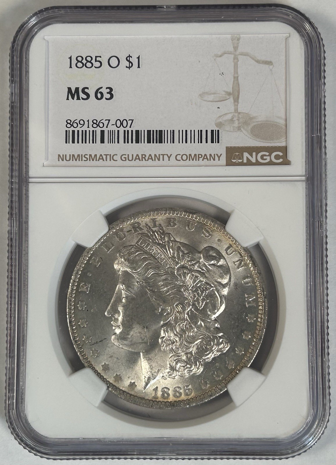1885-O Morgan Silver $1 Dollar Coin NGC MS 63