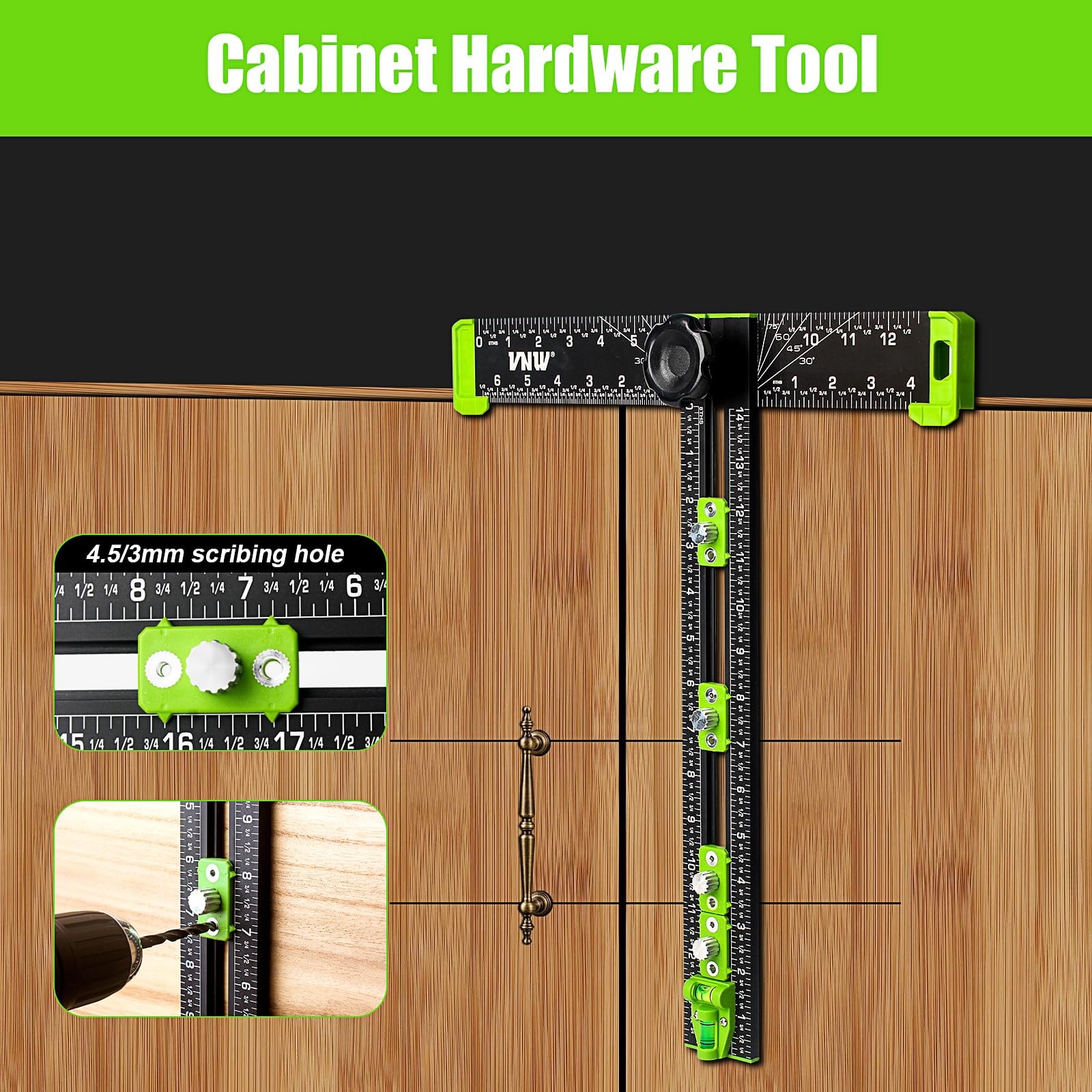 16Inch Adjustable Aluminum Drilling Positioning Ruler,Multifunction T-Square,...