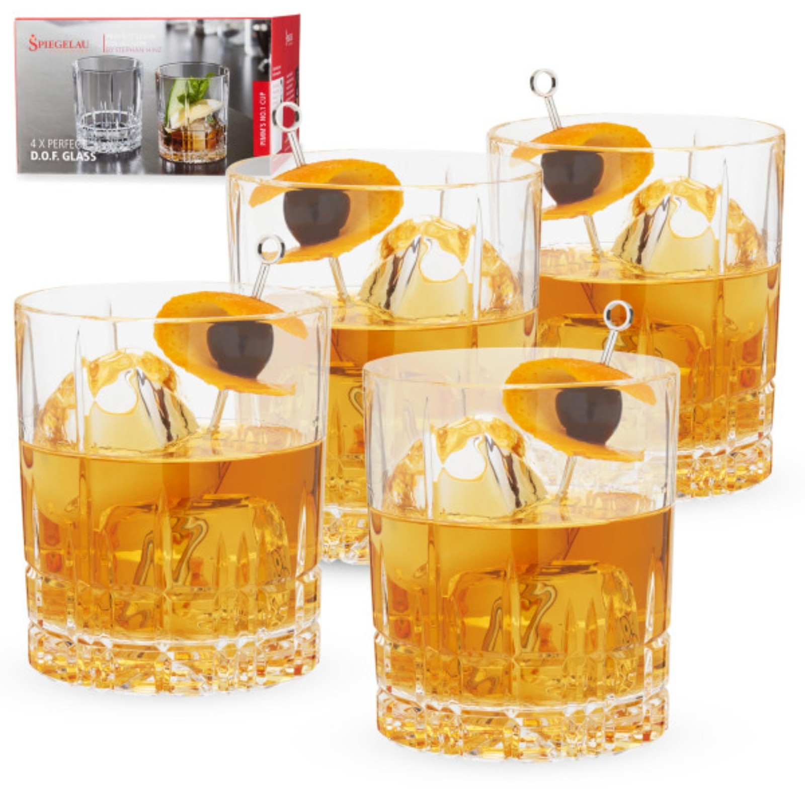 Spiegelau Perfect Serve Double Old Fashioned Glasses Set of 4 – Heavy Base
