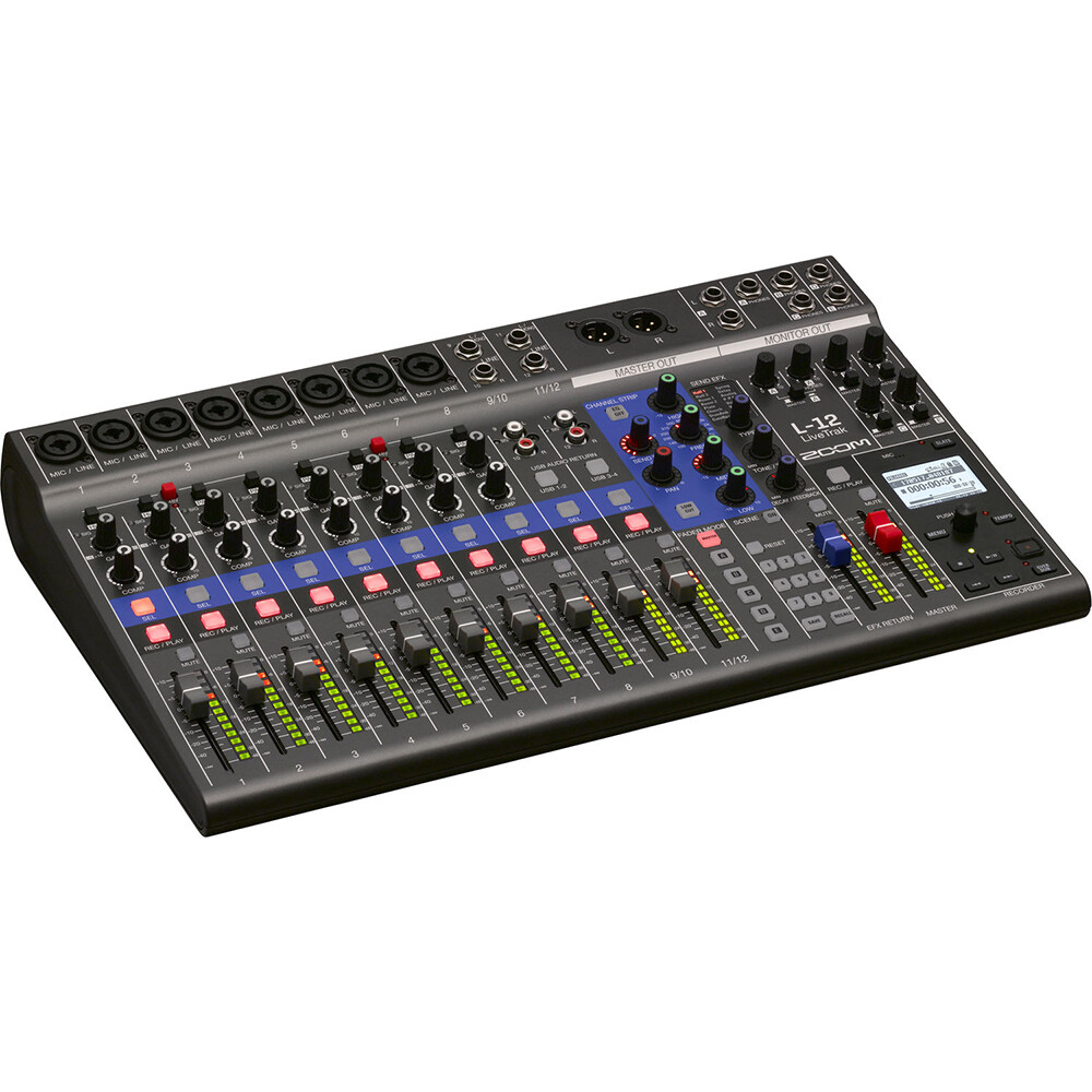 Zoom LiveTrak L-12 - 12-Channel Digital Mixer & Multitrack Recorder with Cables