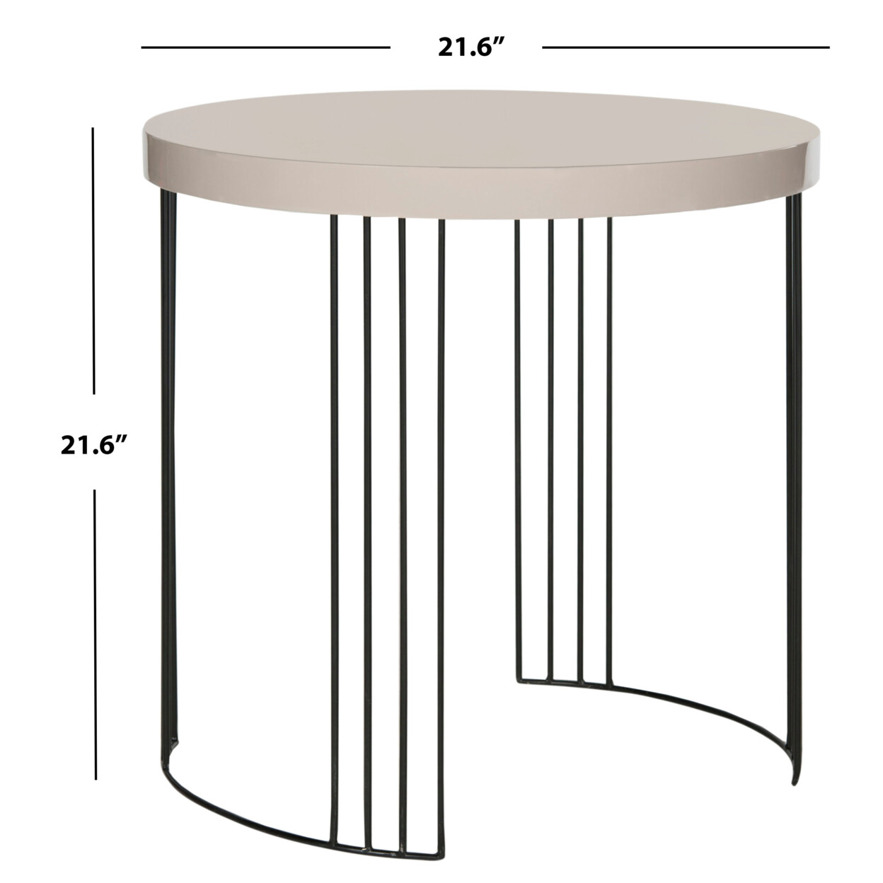 SAFAVIEH Kelly Mid-Century Scandinavian Lacquer Side Table | Taupe / Black |