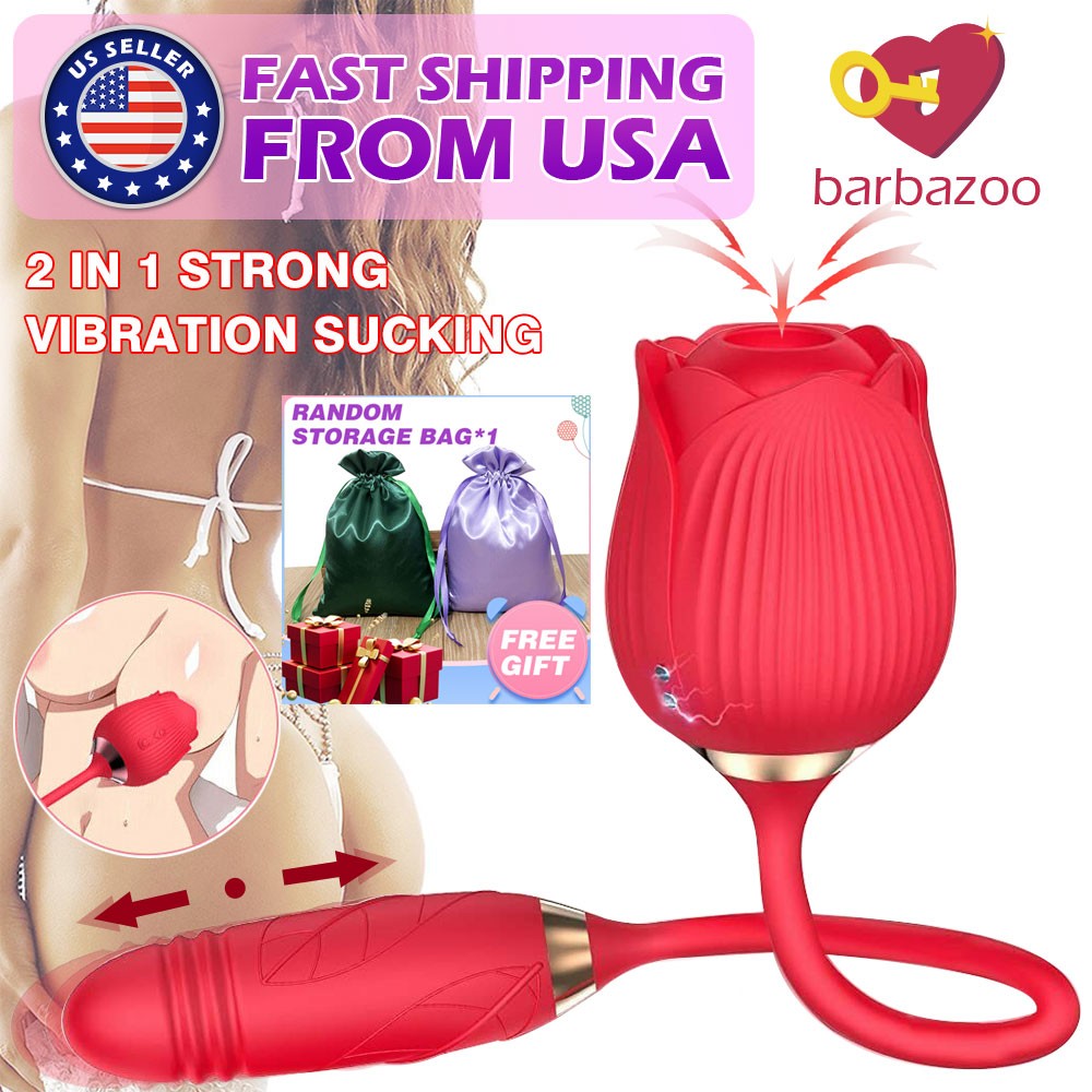 For Rose Clit-G-spot Vibrator Oral Sucking Thrusting Dildo Bullet Sex Toy Women