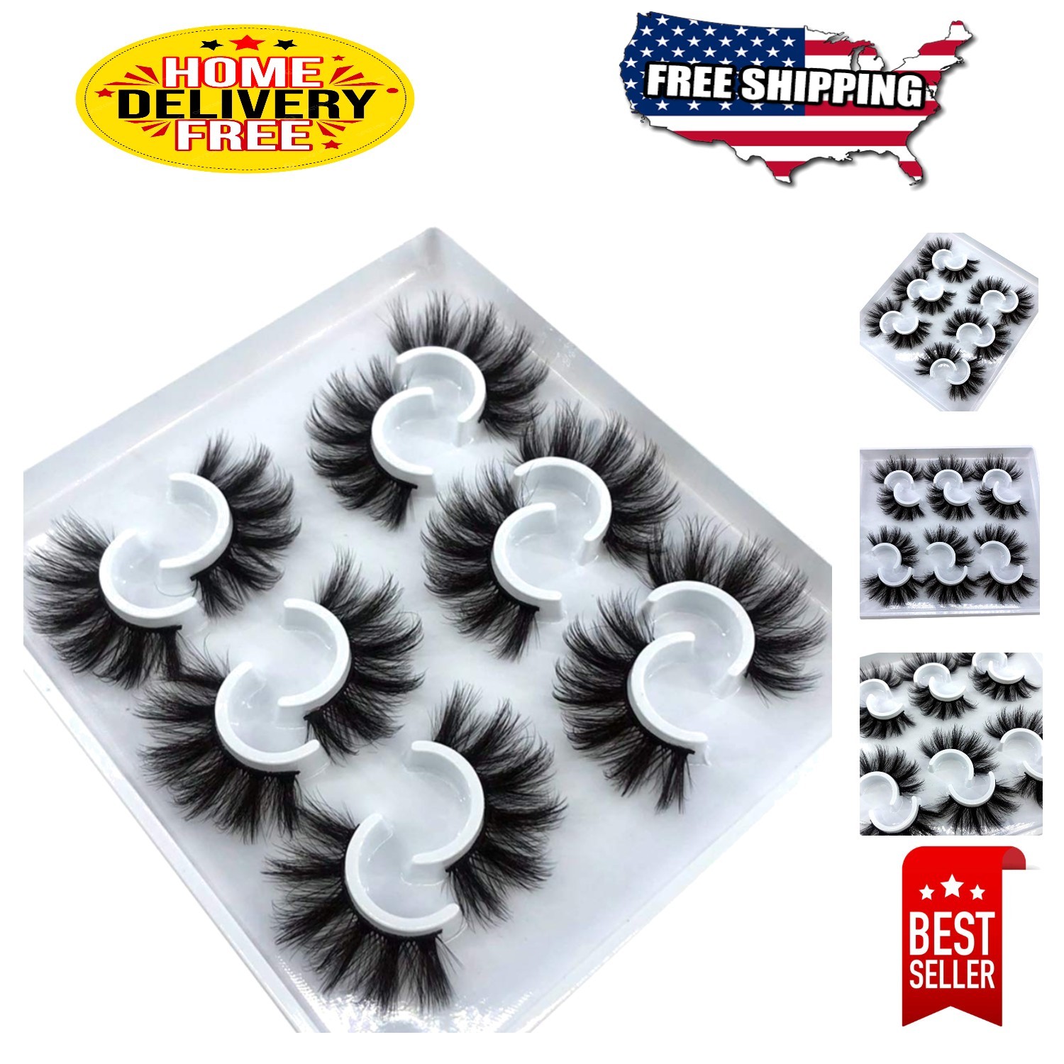 Incredible Volume: 6 Pairs of 25mm Faux Mink Strip Lashes - Natural Look