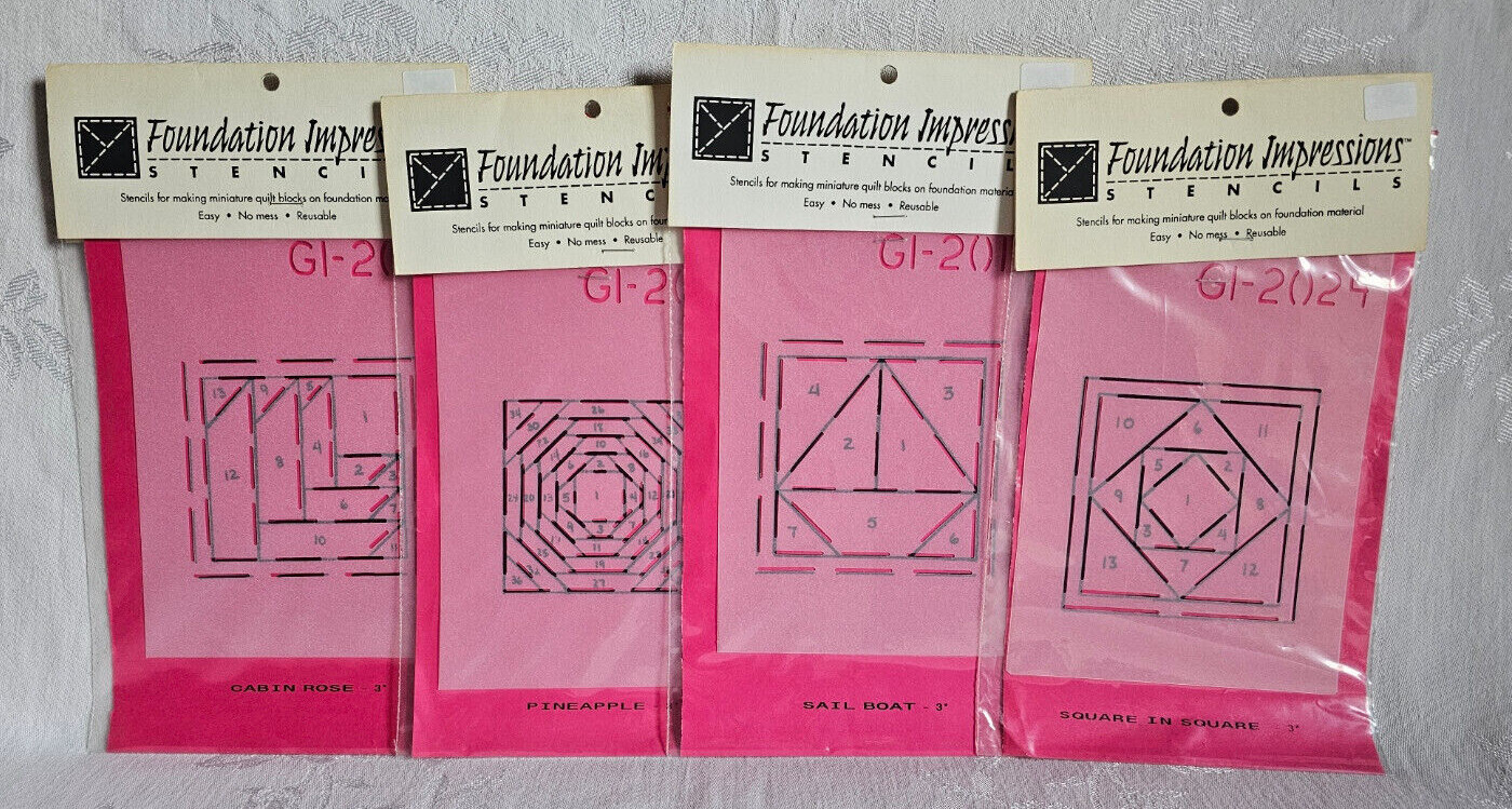 Foundation Impressions 3" Quilt Stencils NOS ~ 4 Designs ~ Choose From List