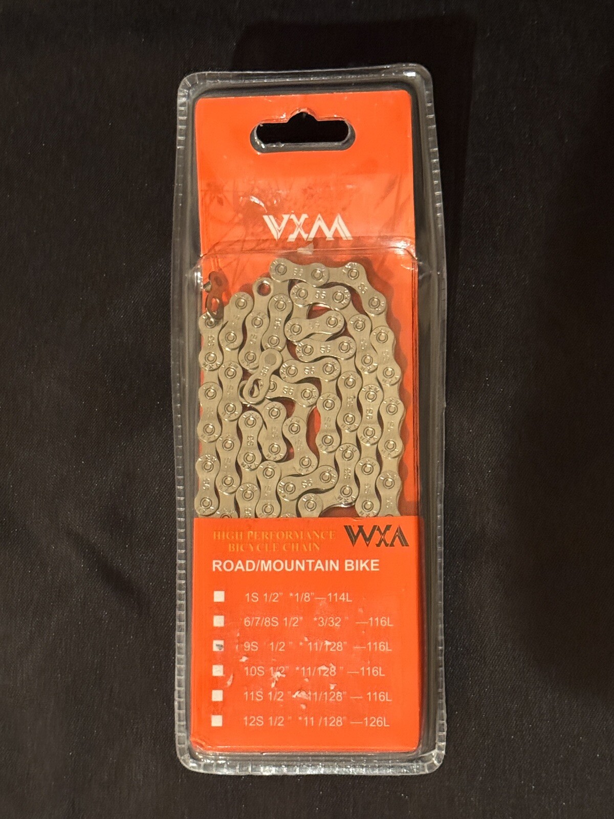 VXM Road/Mountain Bike Chain 9 Speed - 1/2" Pitch - inner width 11/128" - 116 L